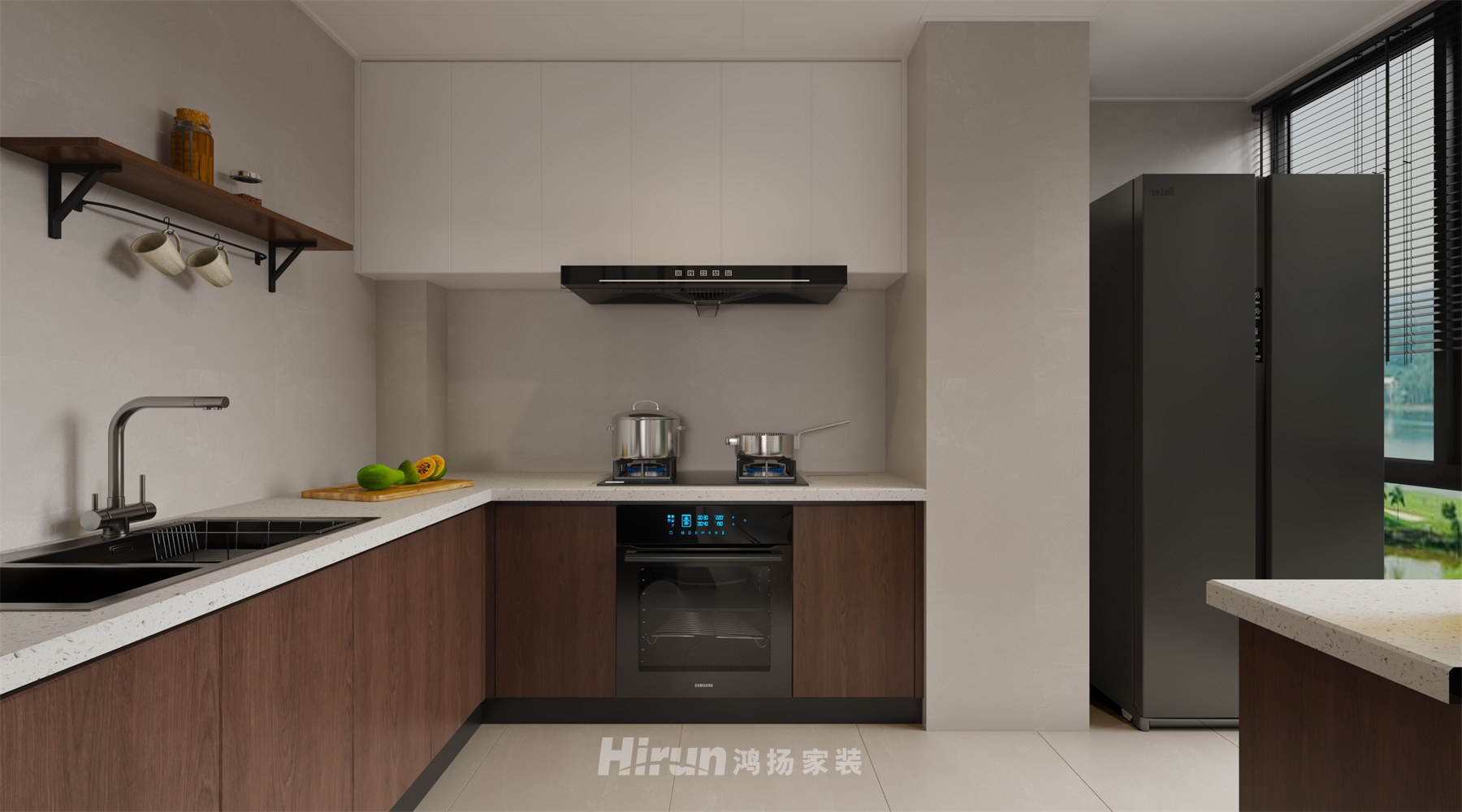 山水洲城130㎡復古風潮三居室 裝修案例效果圖-2