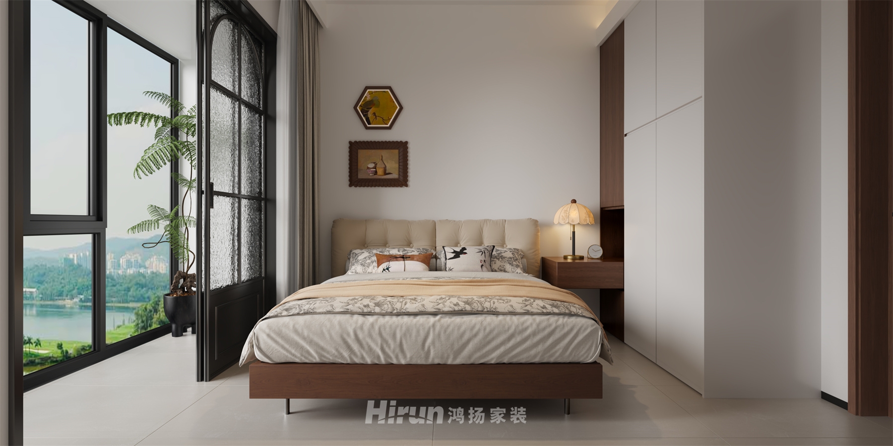 山水洲城130㎡復古風潮三居室 裝修案例效果圖-5