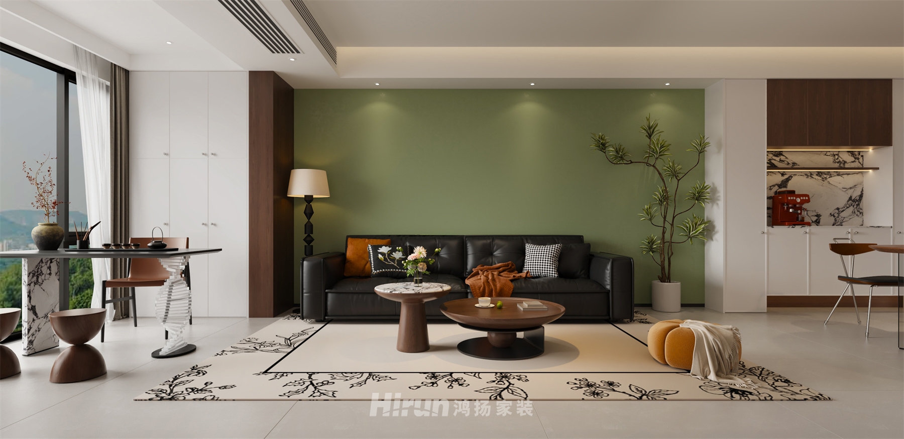 山水洲城130㎡復古風潮三居室 裝修案例效果圖-9