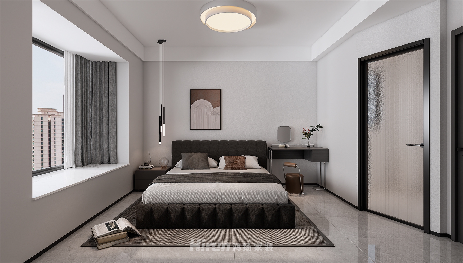 旺城天悅123㎡雅致現代三居室 裝修案例效果圖-5