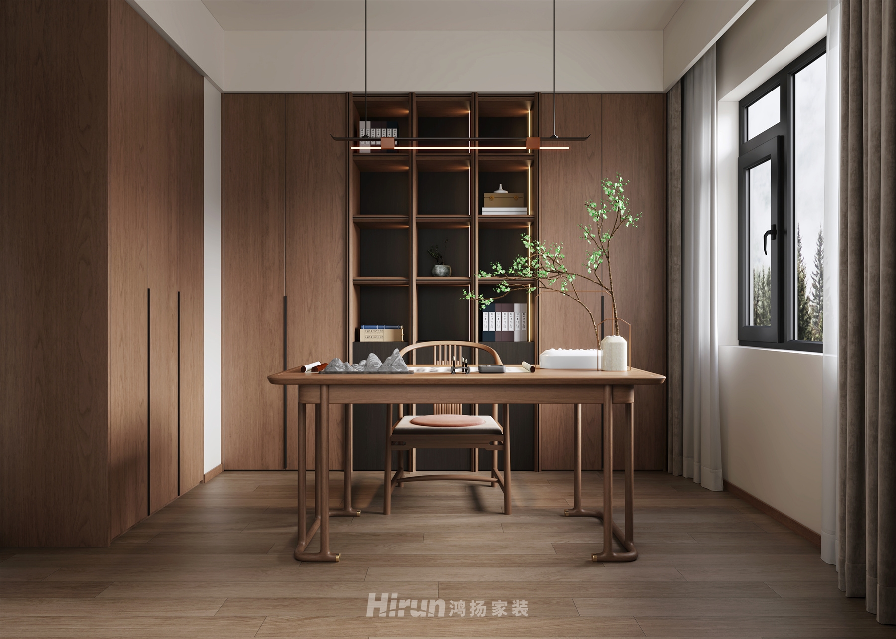 熹悅花都150㎡意境東方四居室 裝修案例效果圖-6