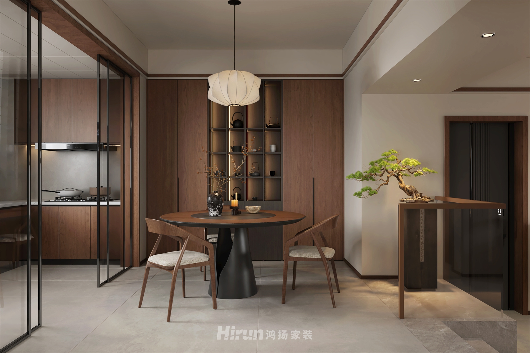 熹悅花都150㎡意境東方四居室 裝修案例效果圖-4