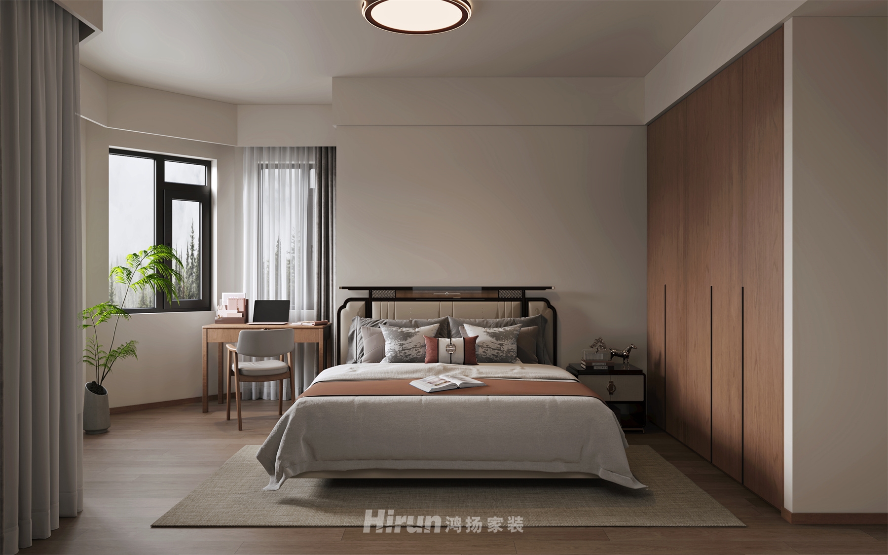 熹悅花都150㎡意境東方四居室 裝修案例效果圖-3