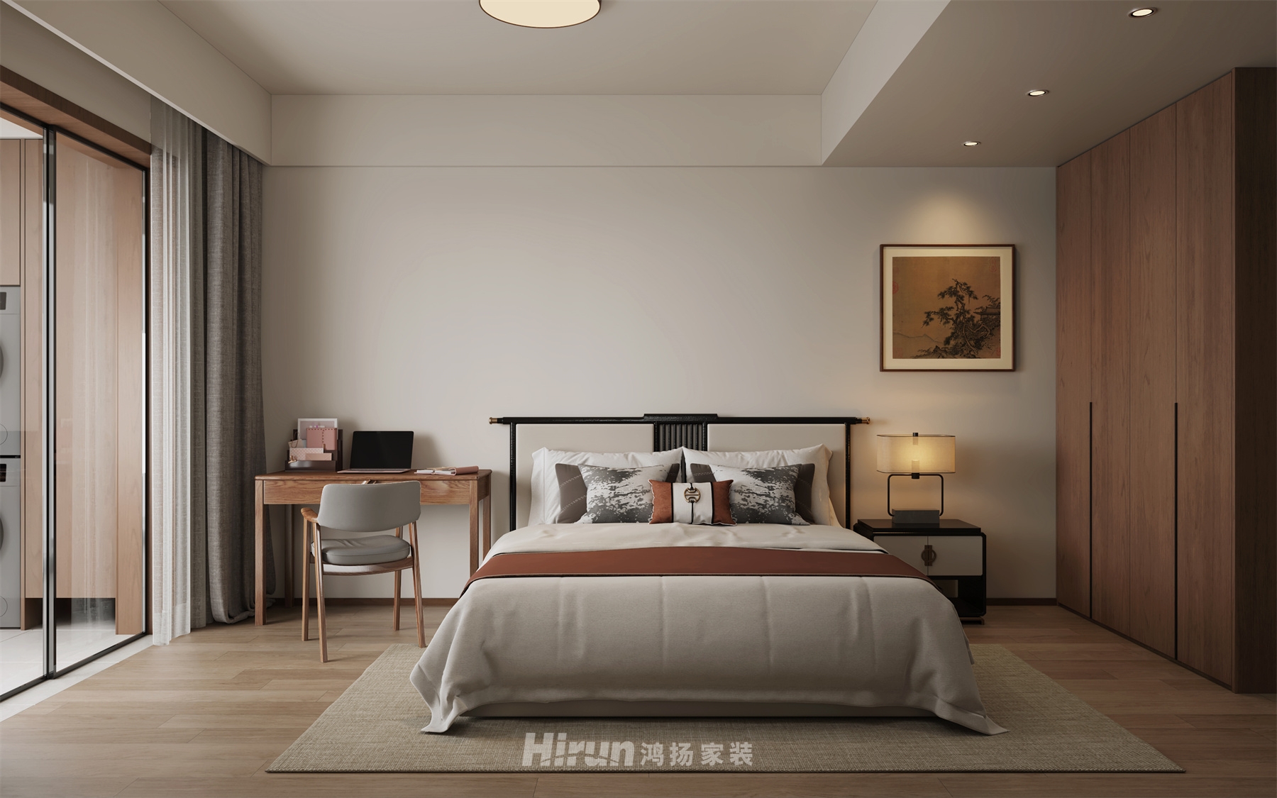 熹悅花都150㎡意境東方四居室 裝修案例效果圖-10
