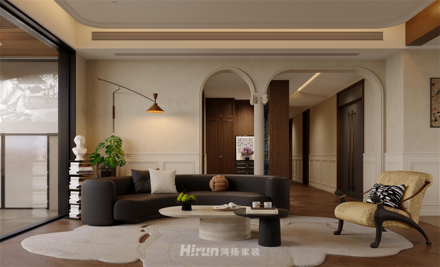 嘉德240㎡復古風潮五居室 裝修案例效果圖-9