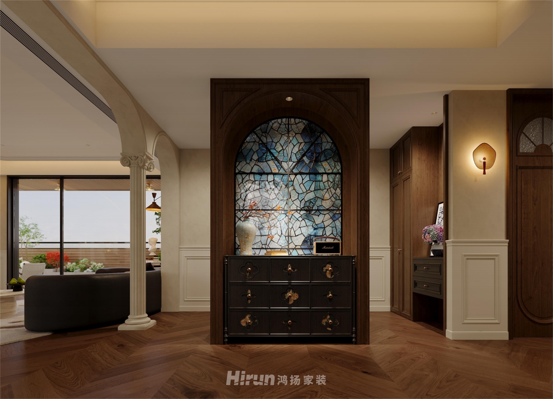 嘉德240㎡復古風潮五居室 裝修案例效果圖-10