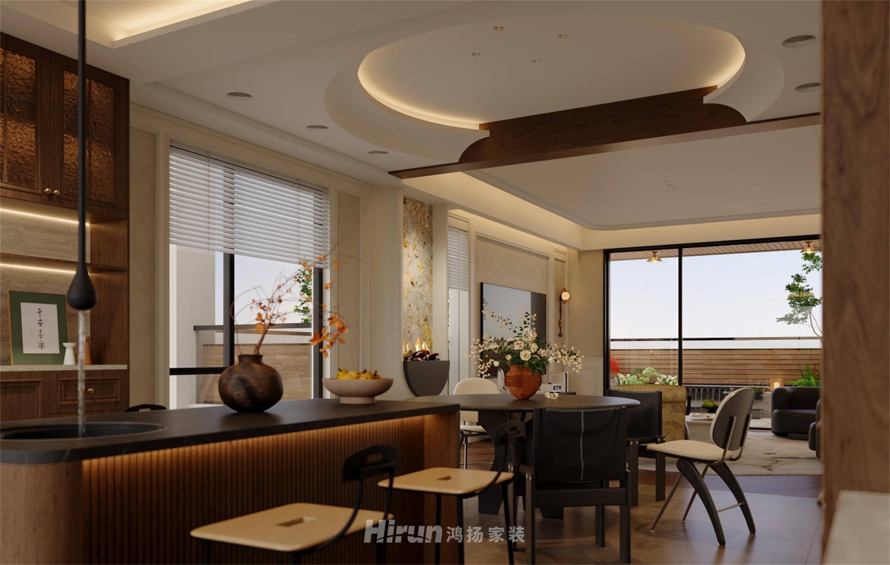 嘉德240㎡復古風潮五居室 裝修案例效果圖-7