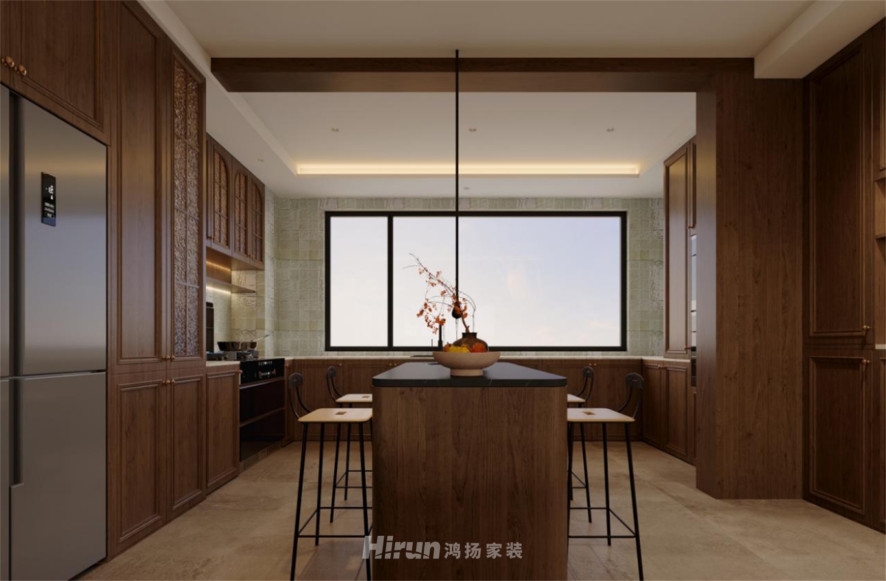 嘉德240㎡復古風潮五居室 裝修案例效果圖-3