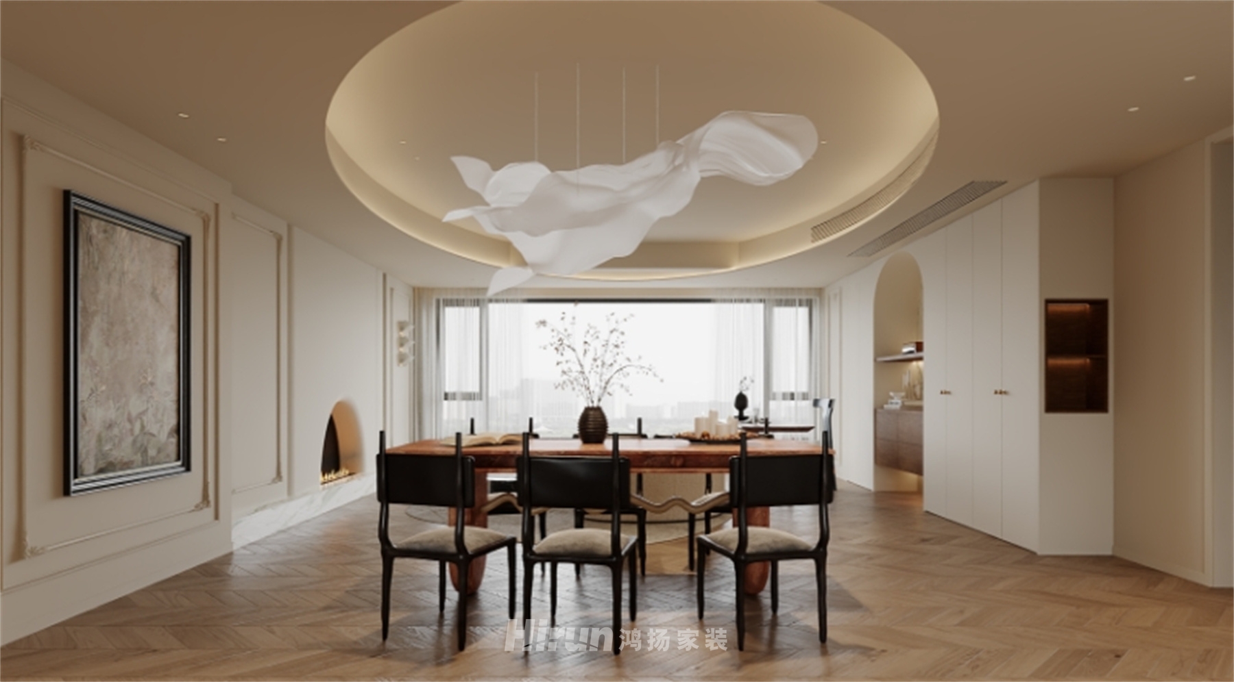 金茂悅湖157㎡北歐之光四居室 裝修案例效果圖-1