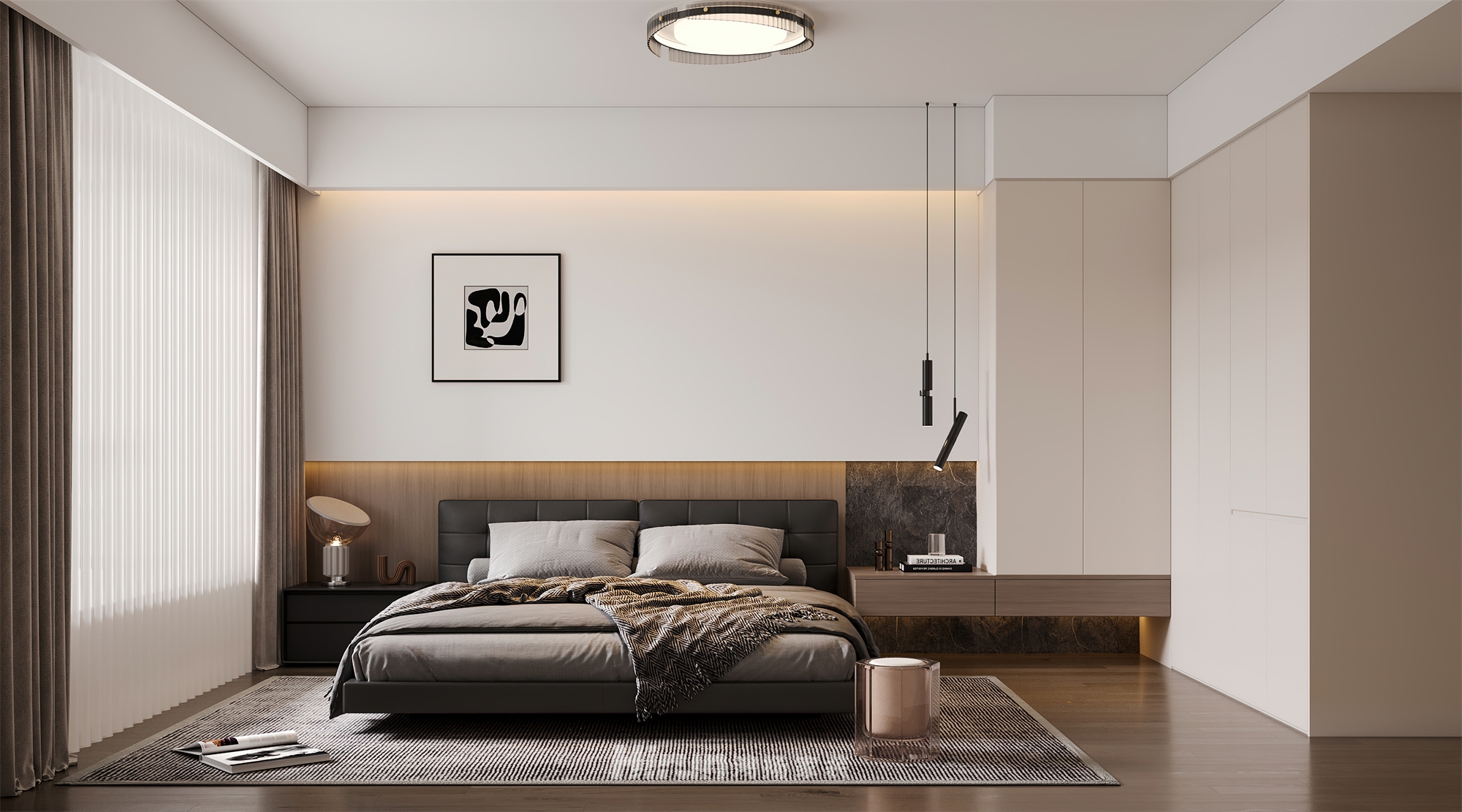 建達(dá)鴻都162㎡雅致現(xiàn)代四居室 裝修案例效果圖-5