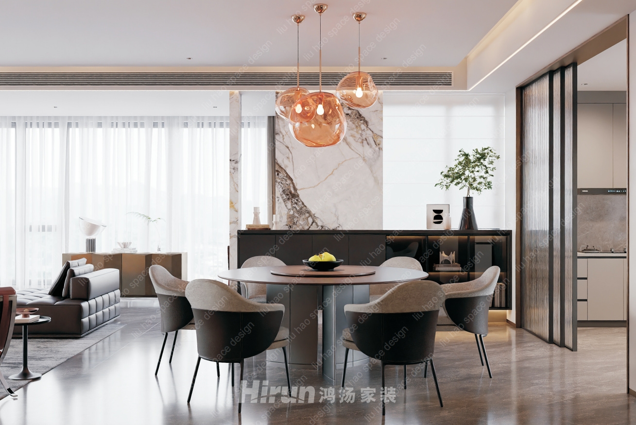 旭輝鉑悅湘江165㎡新裝飾主義四居室 裝修案例效果圖-3