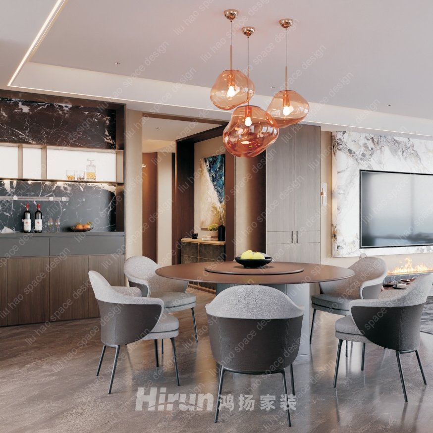 旭輝鉑悅湘江165㎡新裝飾主義四居室 裝修案例效果圖-2