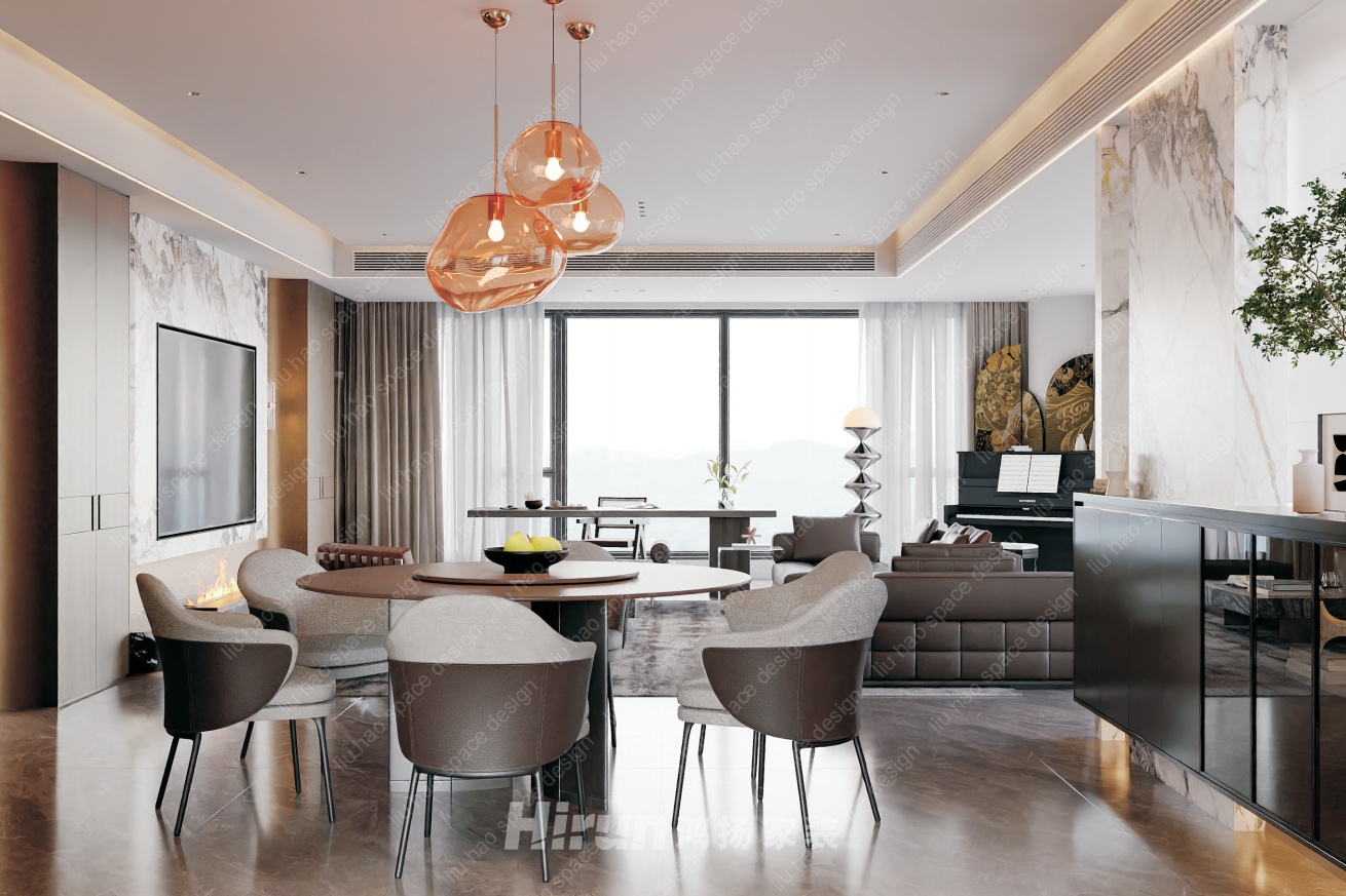 旭輝鉑悅湘江165㎡新裝飾主義四居室 裝修案例效果圖-4