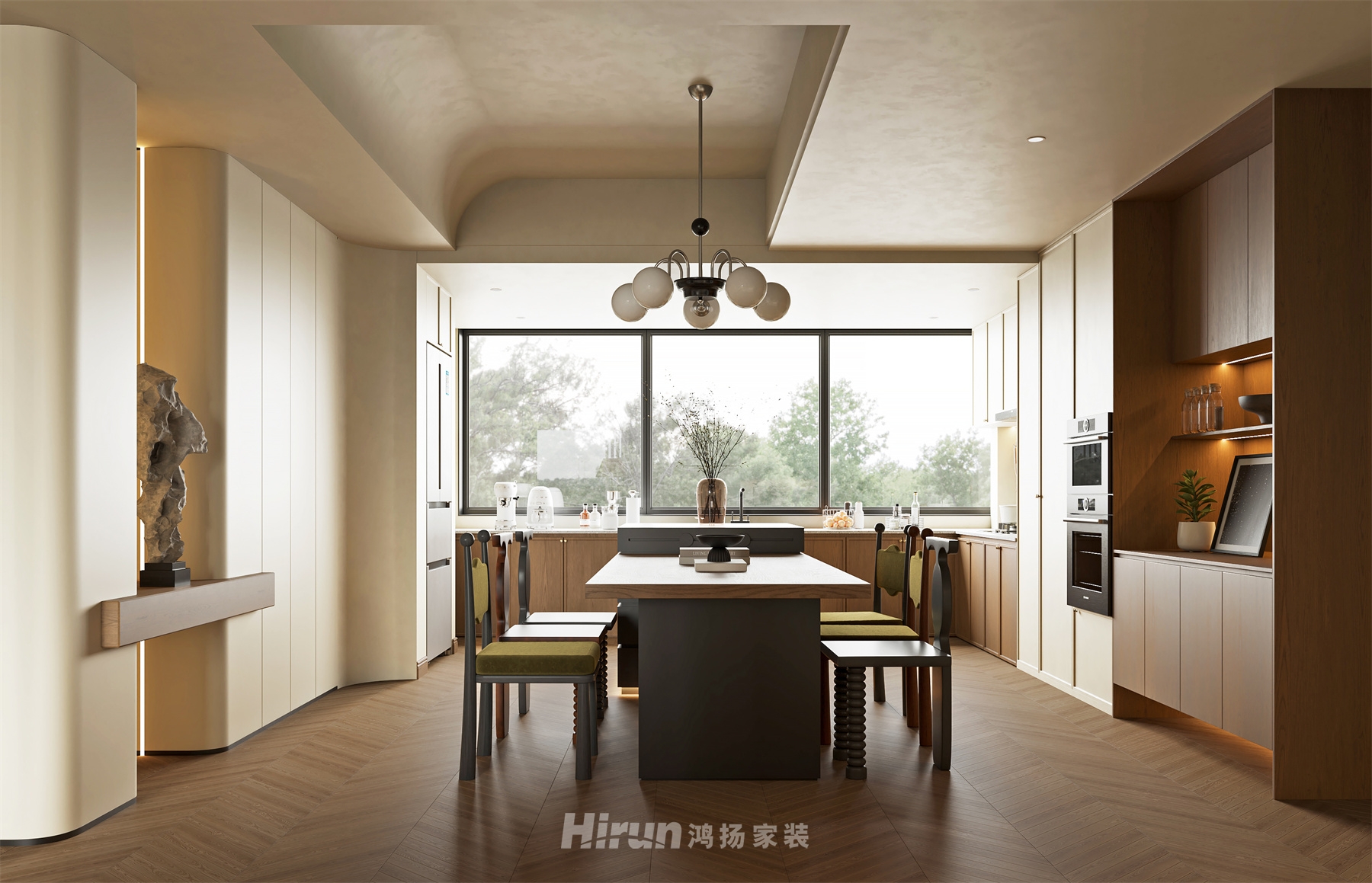 青春里150㎡復古風潮四居室 裝修案例效果圖-3