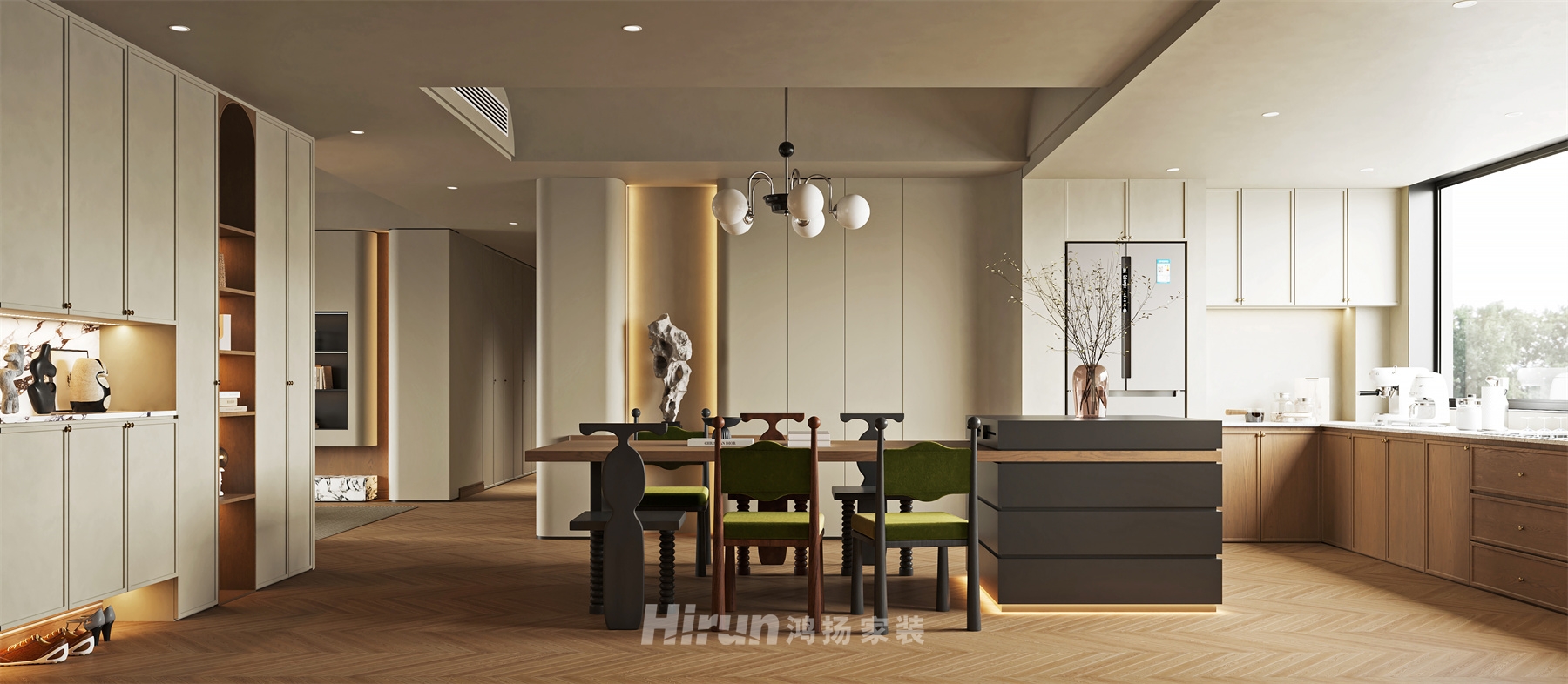 青春里150㎡復古風潮四居室 裝修案例效果圖-2