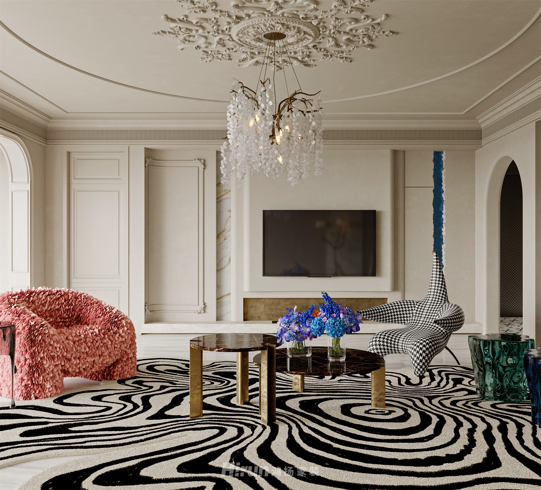 瓏悅長安162㎡藝術(shù)室界四居室 裝修案例效果圖-8