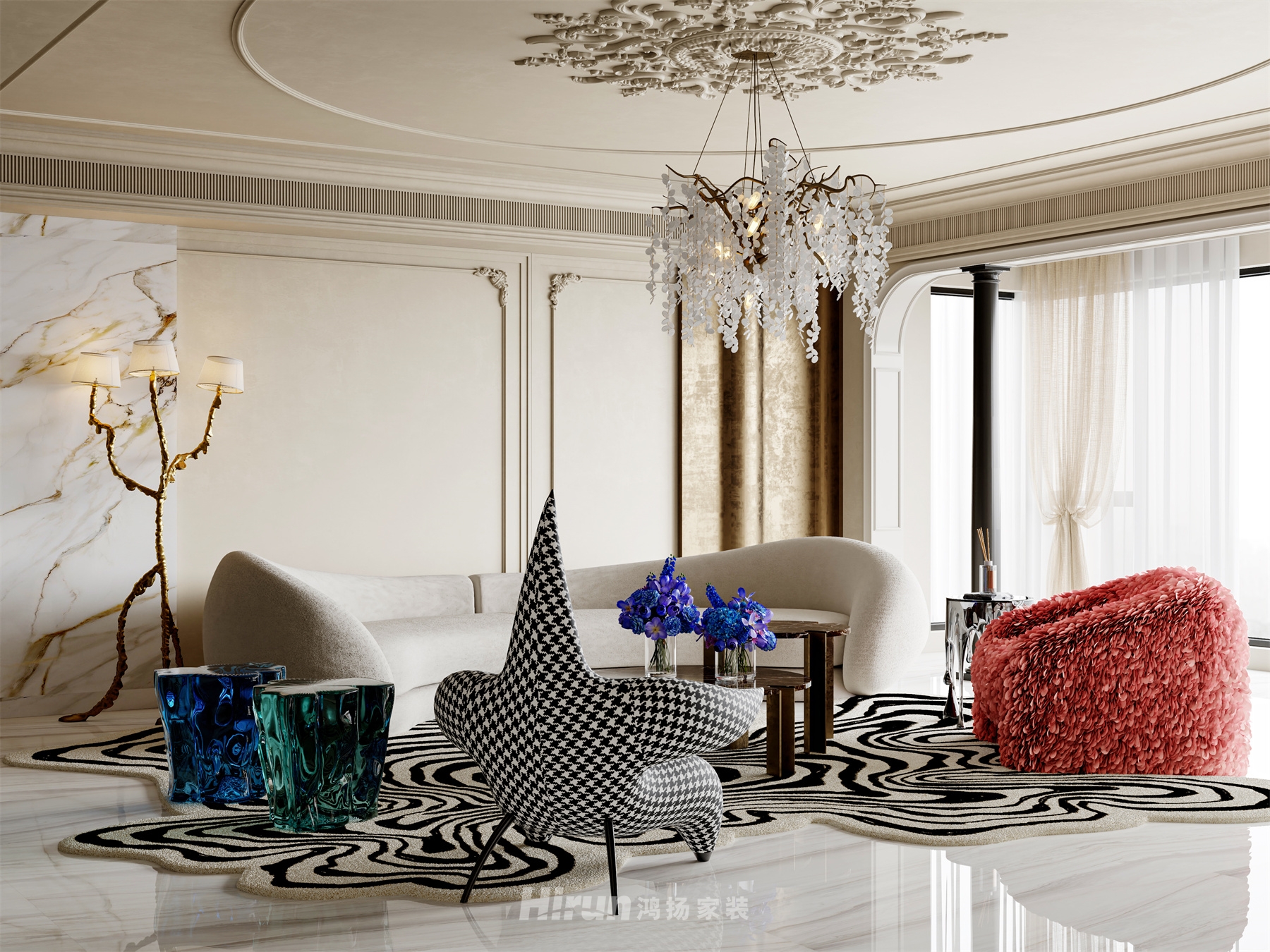 瓏悅長安162㎡藝術(shù)室界四居室 裝修案例效果圖-6