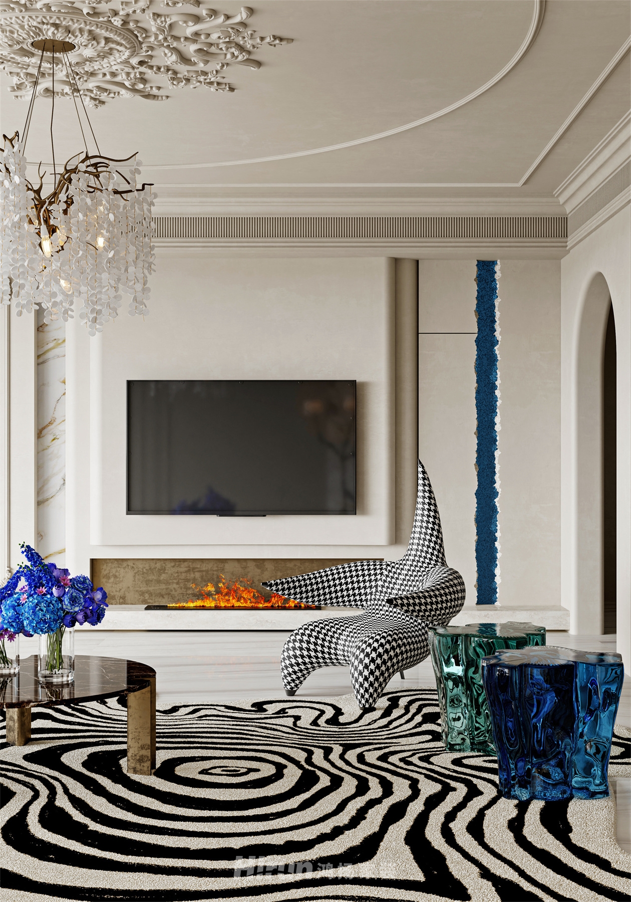 瓏悅長安162㎡藝術(shù)室界四居室 裝修案例效果圖-9