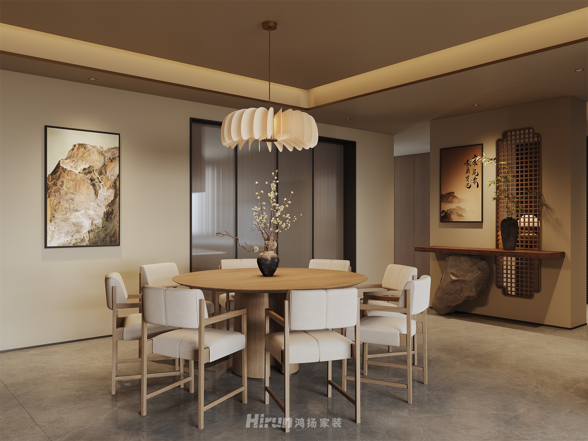 桂語云峰240㎡意境東方大平層 裝修案例效果圖-4