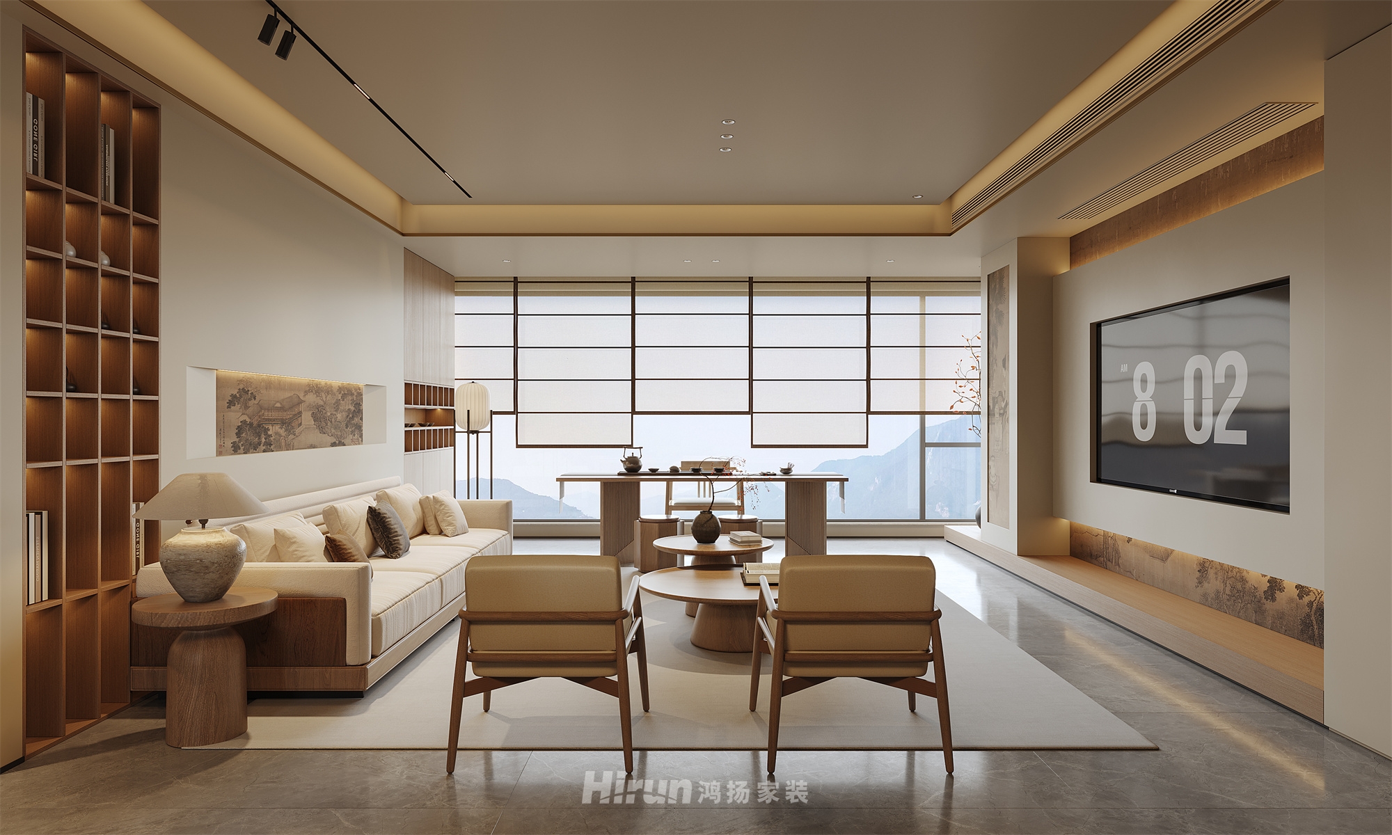 桂語云峰240㎡意境東方大平層 裝修案例效果圖-3