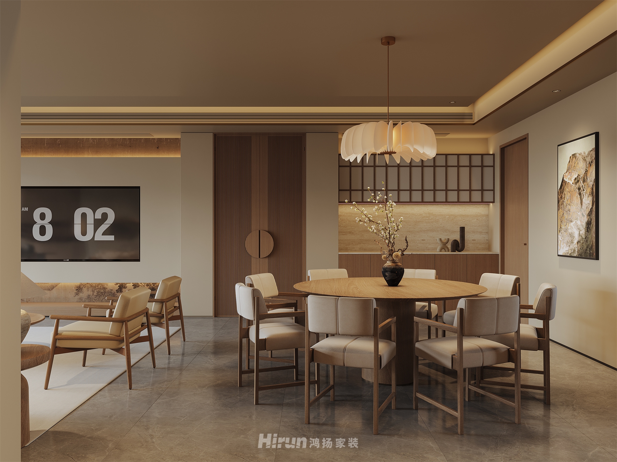 桂語云峰240㎡意境東方大平層 裝修案例效果圖-5