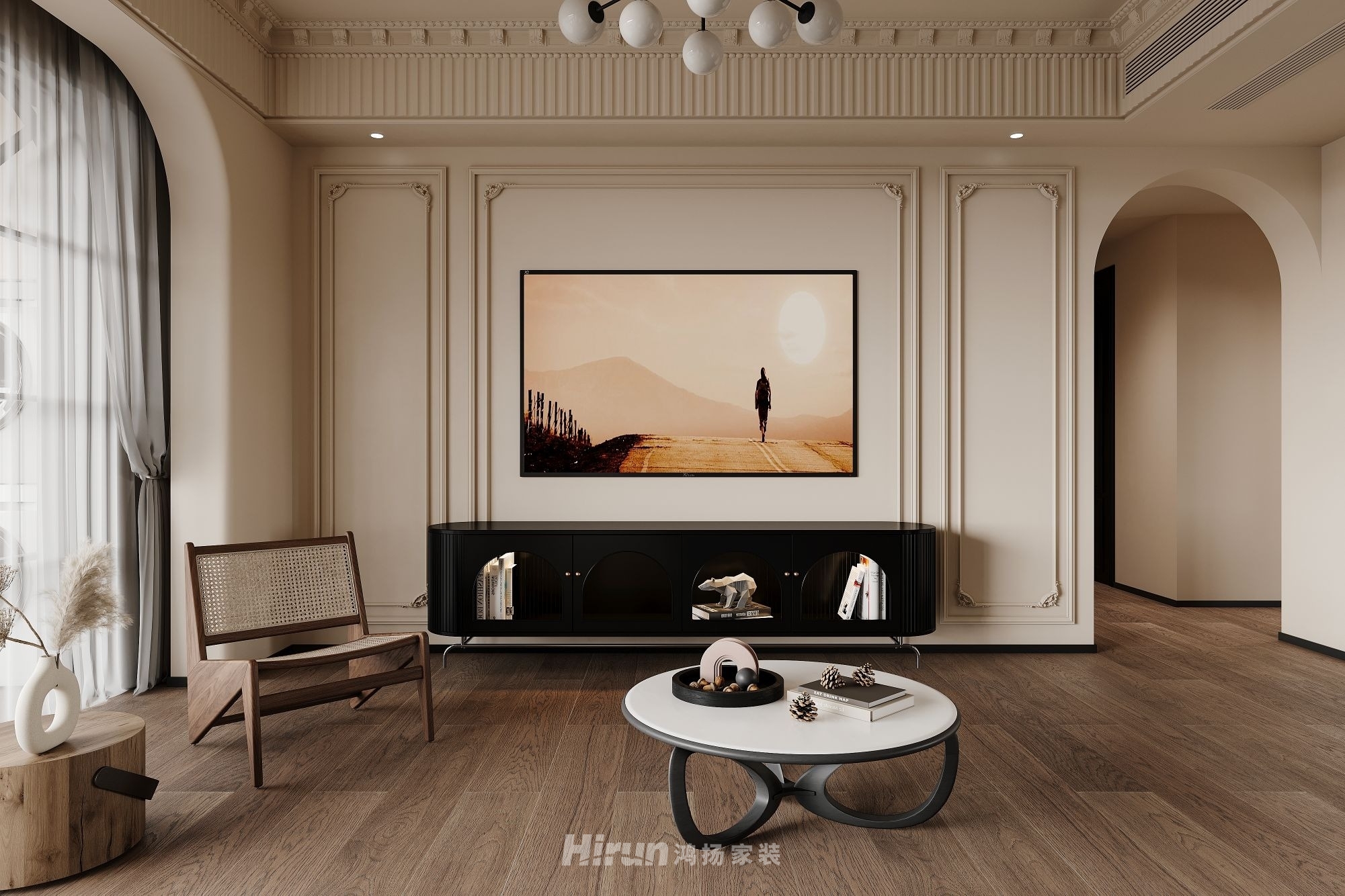 陽光城檀悅140㎡復古風潮四居室 裝修案例效果圖-5