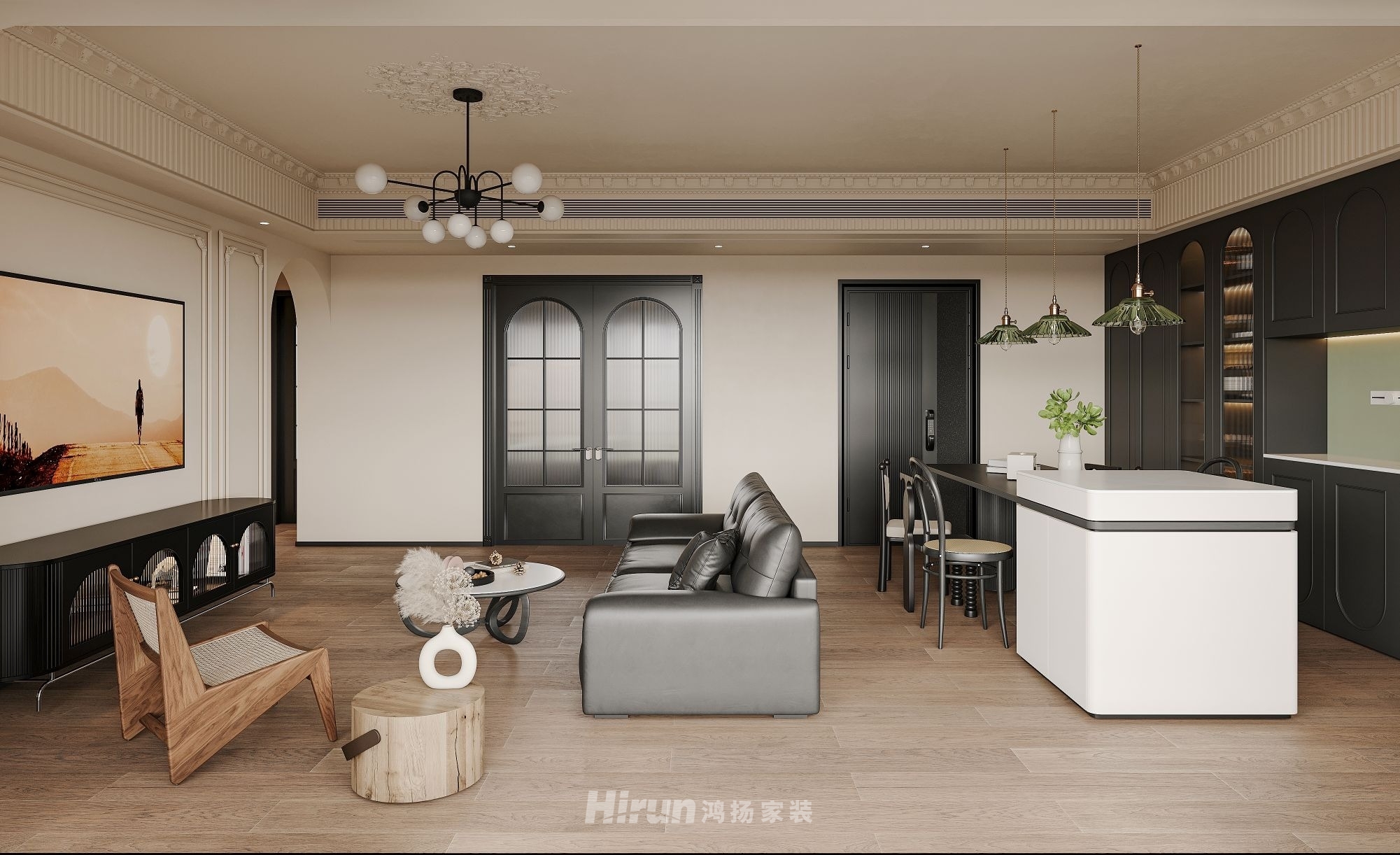 陽光城檀悅140㎡復古風潮四居室 裝修案例效果圖-3