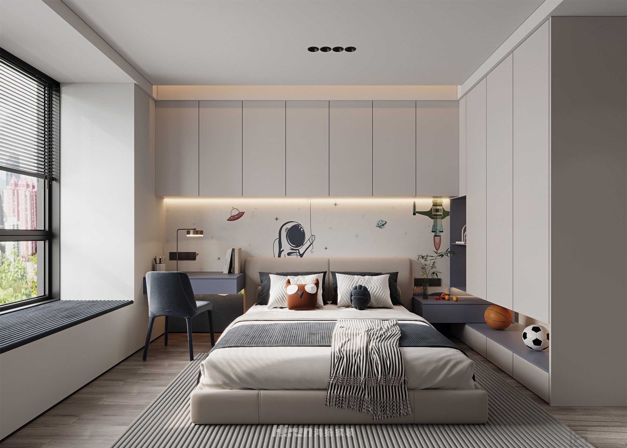 華盛新外灘136㎡新裝飾主義四居室 裝修案例效果圖-3