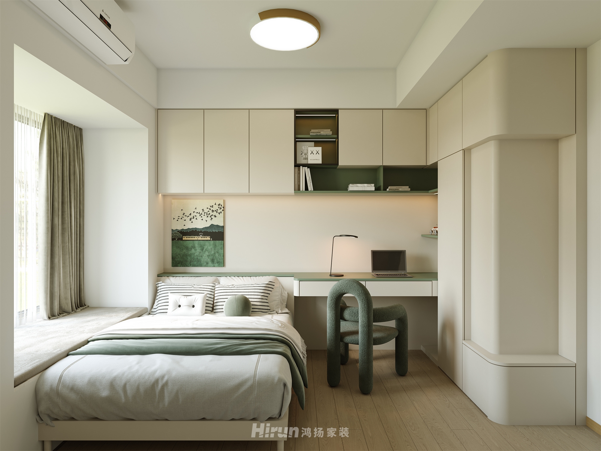 恒大中央廣場123㎡北歐之光四居室 裝修案例效果圖-7