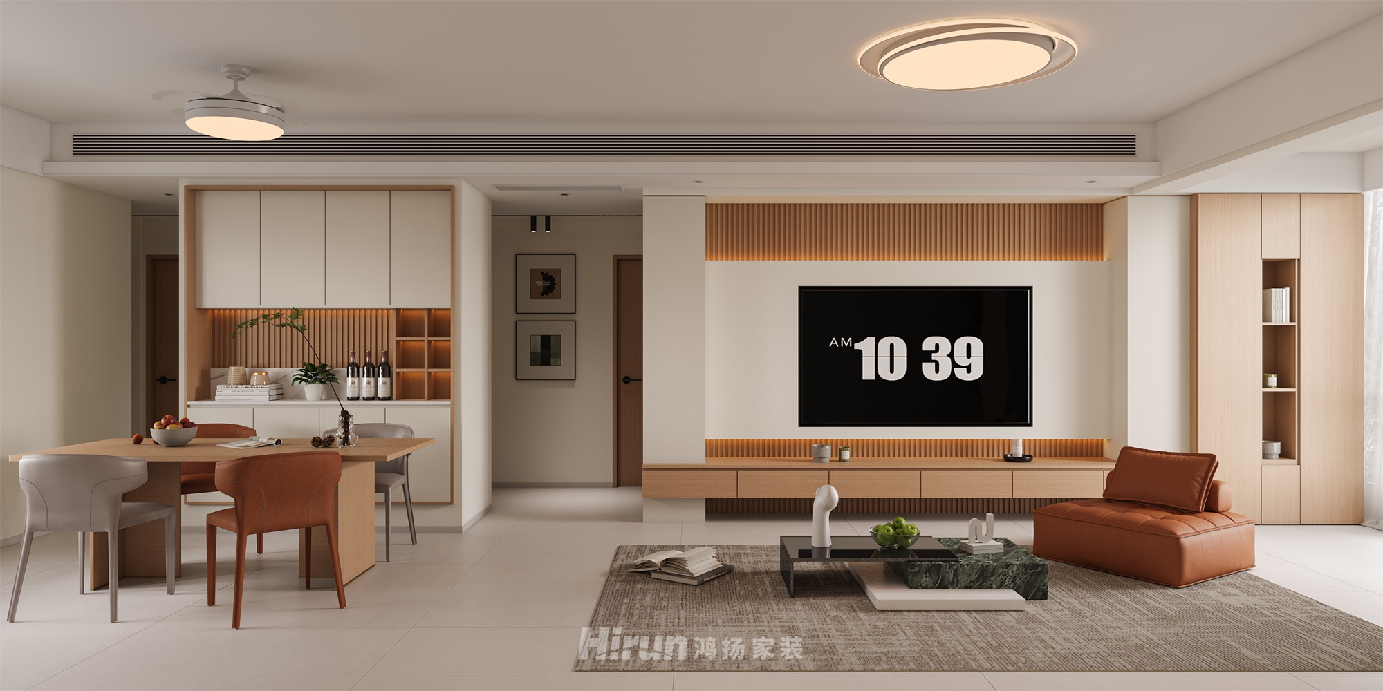 恒大中央廣場123㎡北歐之光四居室 裝修案例效果圖-3