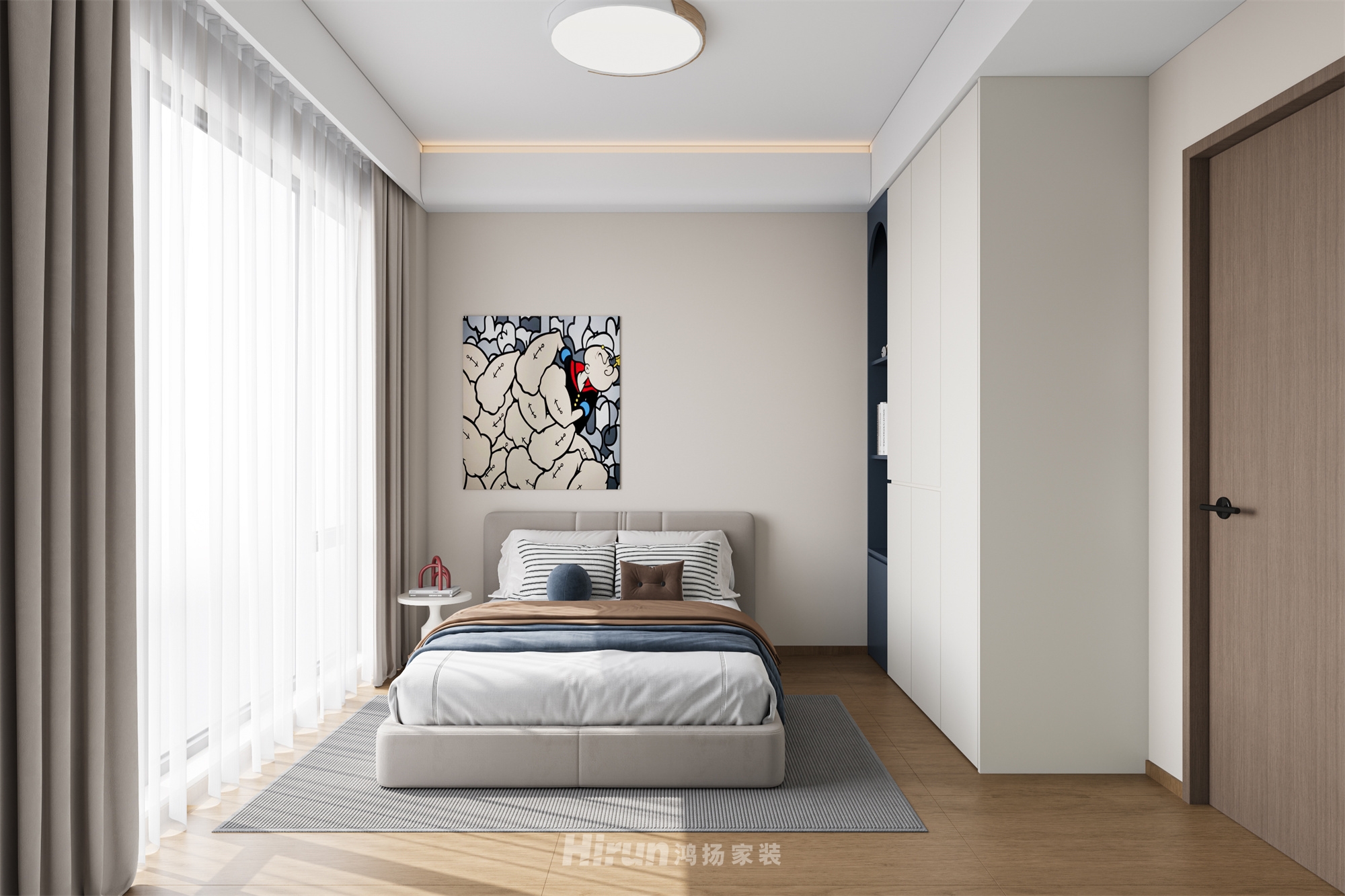 建鴻達鴻都143㎡雅致現代五居室 裝修案例效果圖-7