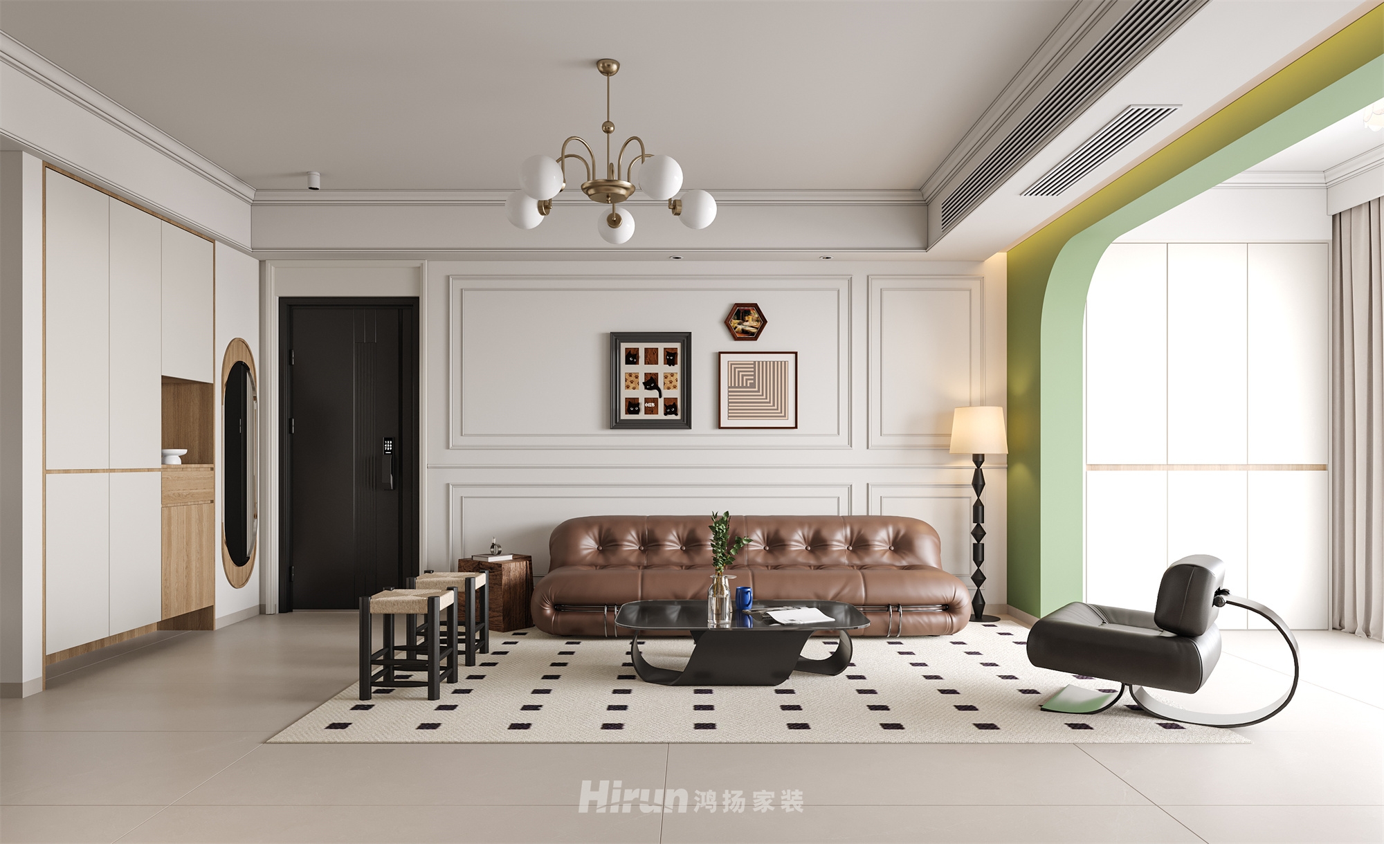 金時花園138㎡復古風潮四居室 裝修案例效果圖-1