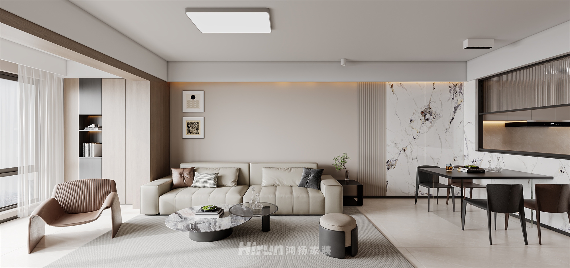 御景灣128㎡雅致現代四居室 裝修案例效果圖-4