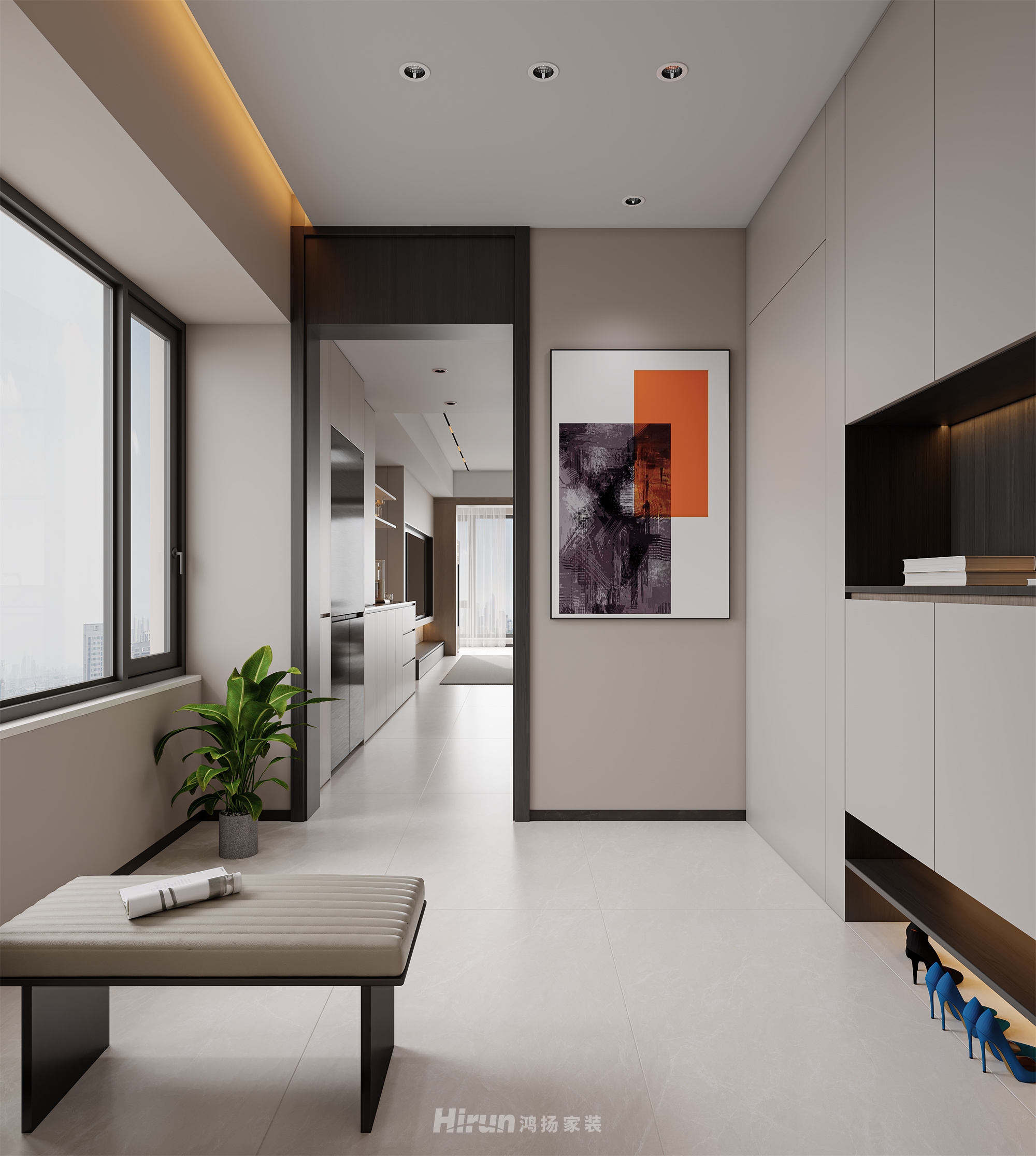 御景灣128㎡雅致現代四居室 裝修案例效果圖-3