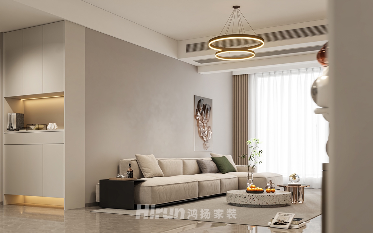 潤和瀚文府128㎡雅致現代三居室 裝修案例效果圖-2