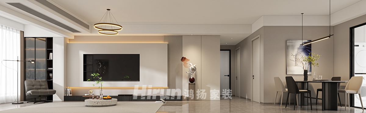 潤和瀚文府128㎡雅致現代三居室 裝修案例效果圖-3