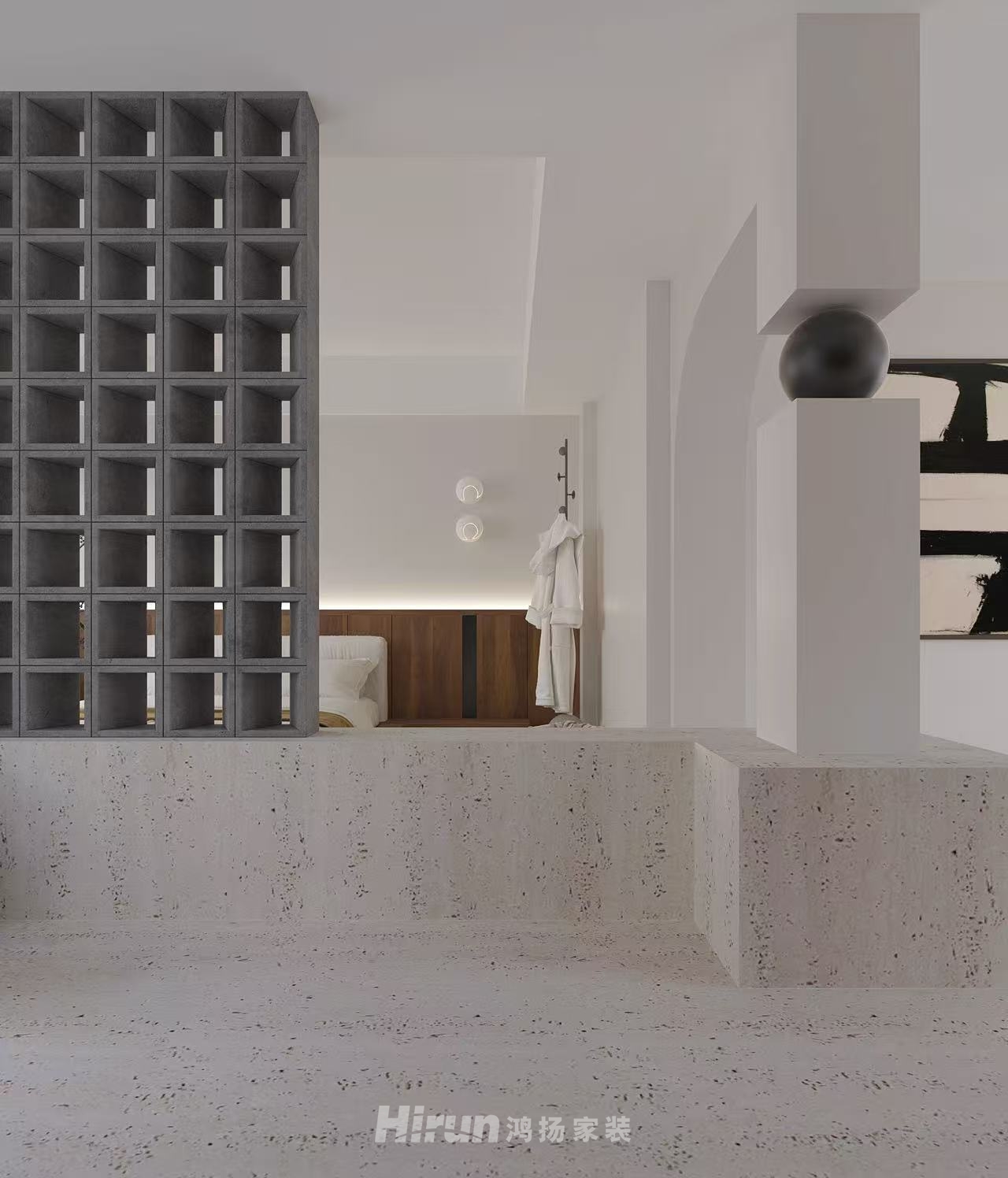 蓉國(guó)新坊120㎡極簡(jiǎn)詫寂三居室 裝修案例效果圖-4