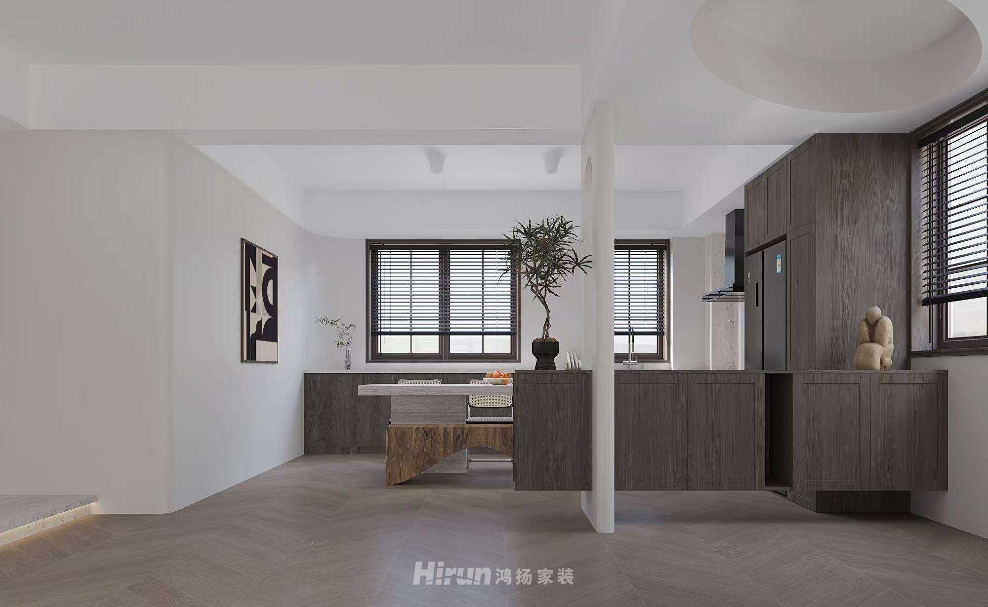 蓉國(guó)新坊120㎡極簡(jiǎn)詫寂三居室 裝修案例效果圖-6