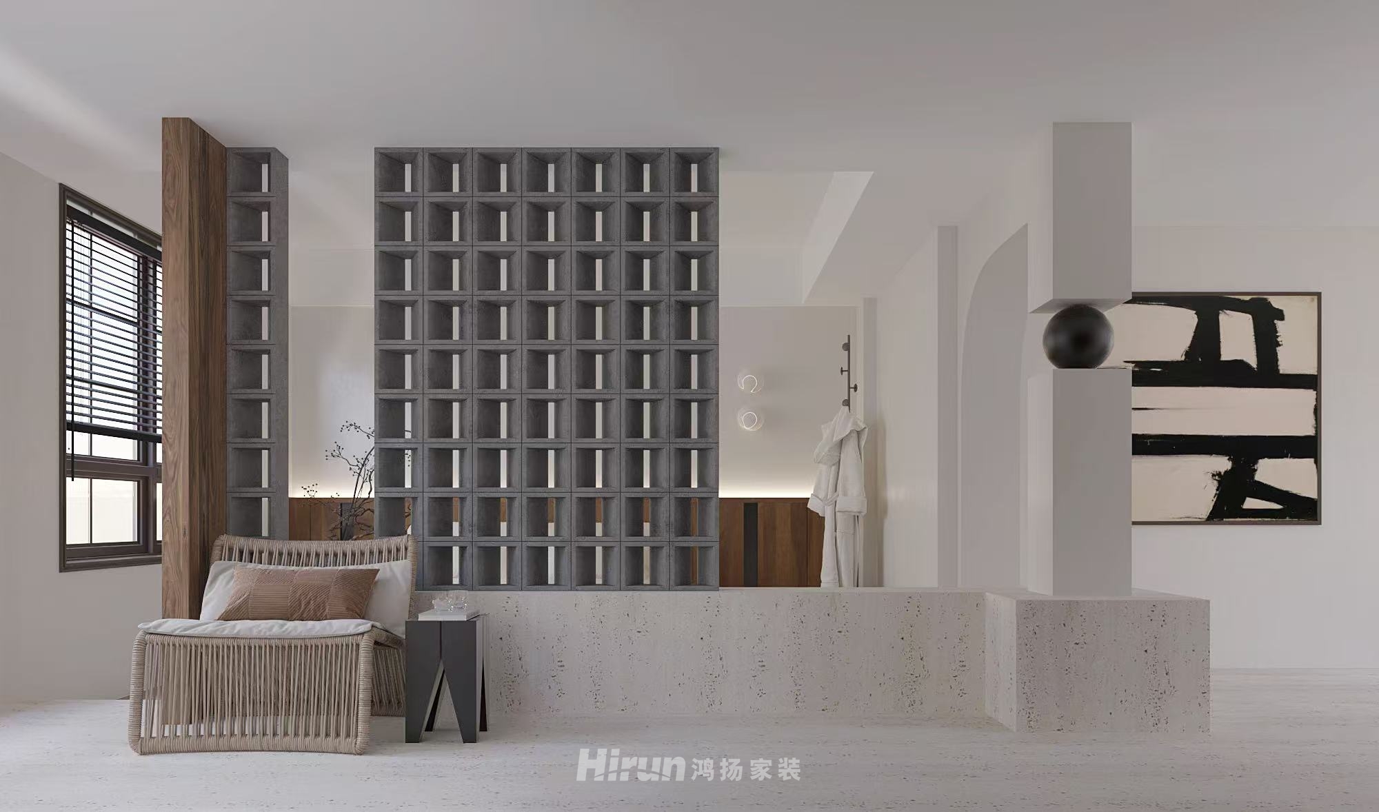 蓉國(guó)新坊120㎡極簡(jiǎn)詫寂三居室 裝修案例效果圖-10