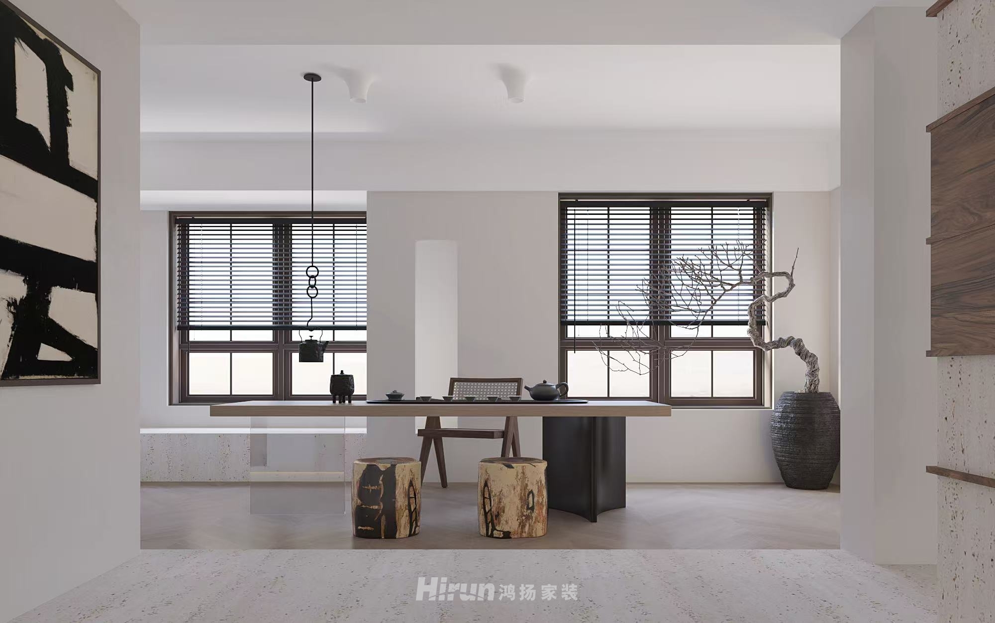 蓉國(guó)新坊120㎡極簡(jiǎn)詫寂三居室 裝修案例效果圖-11