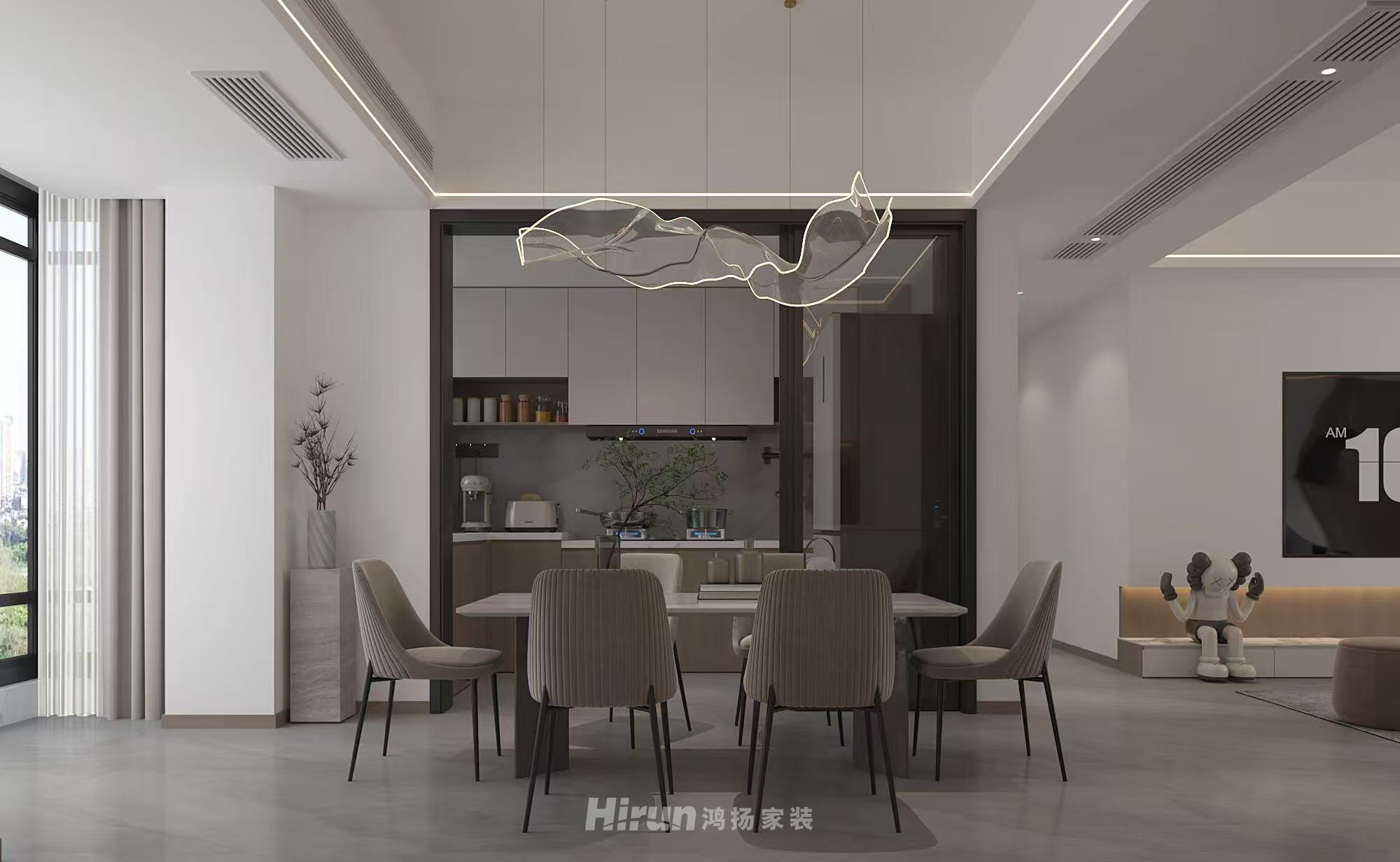 桃誠外灘140㎡雅致現代四居室 裝修案例效果圖-5