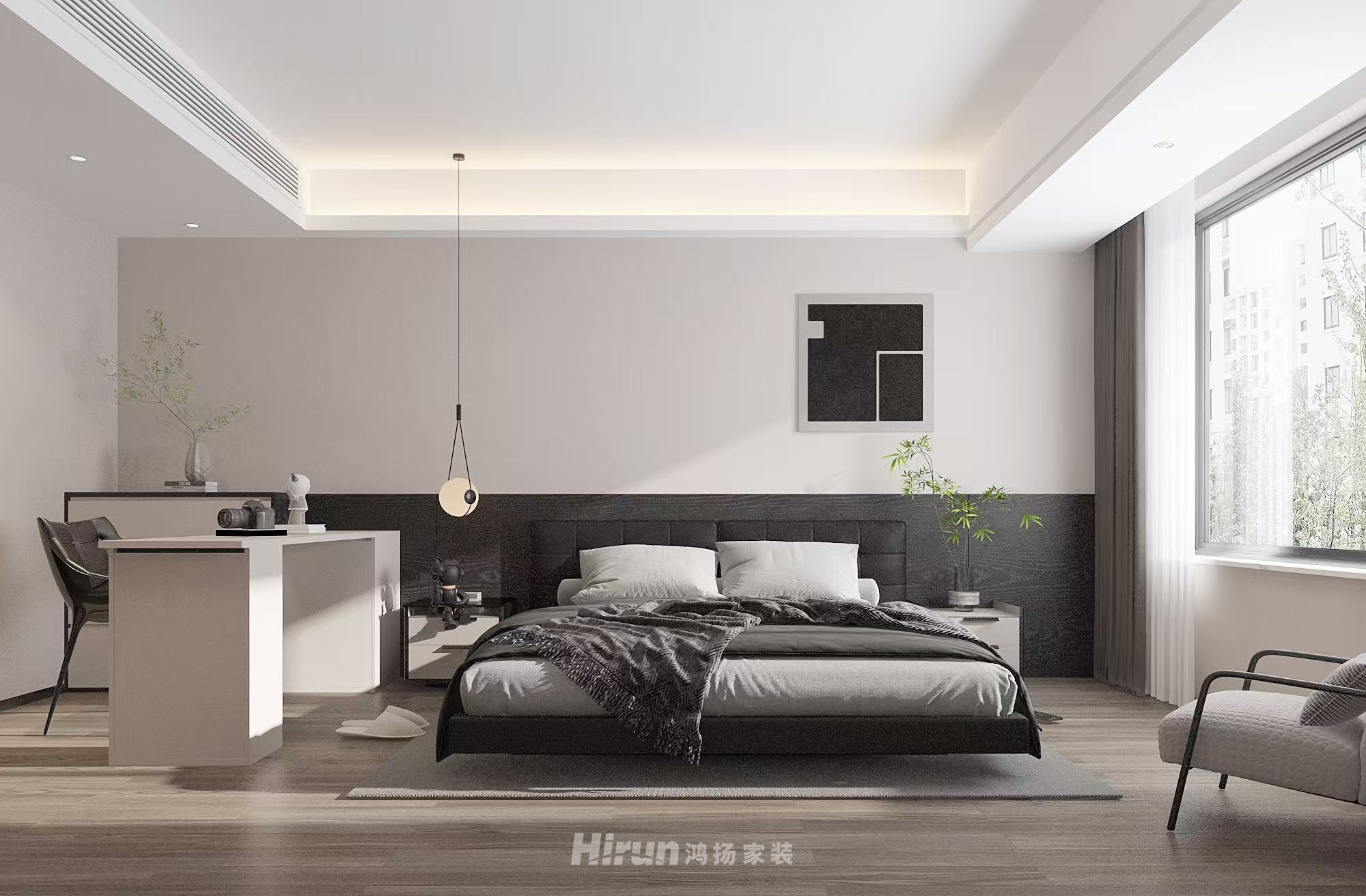 旭輝國際130㎡雅致現代四居室 裝修案例效果圖-3