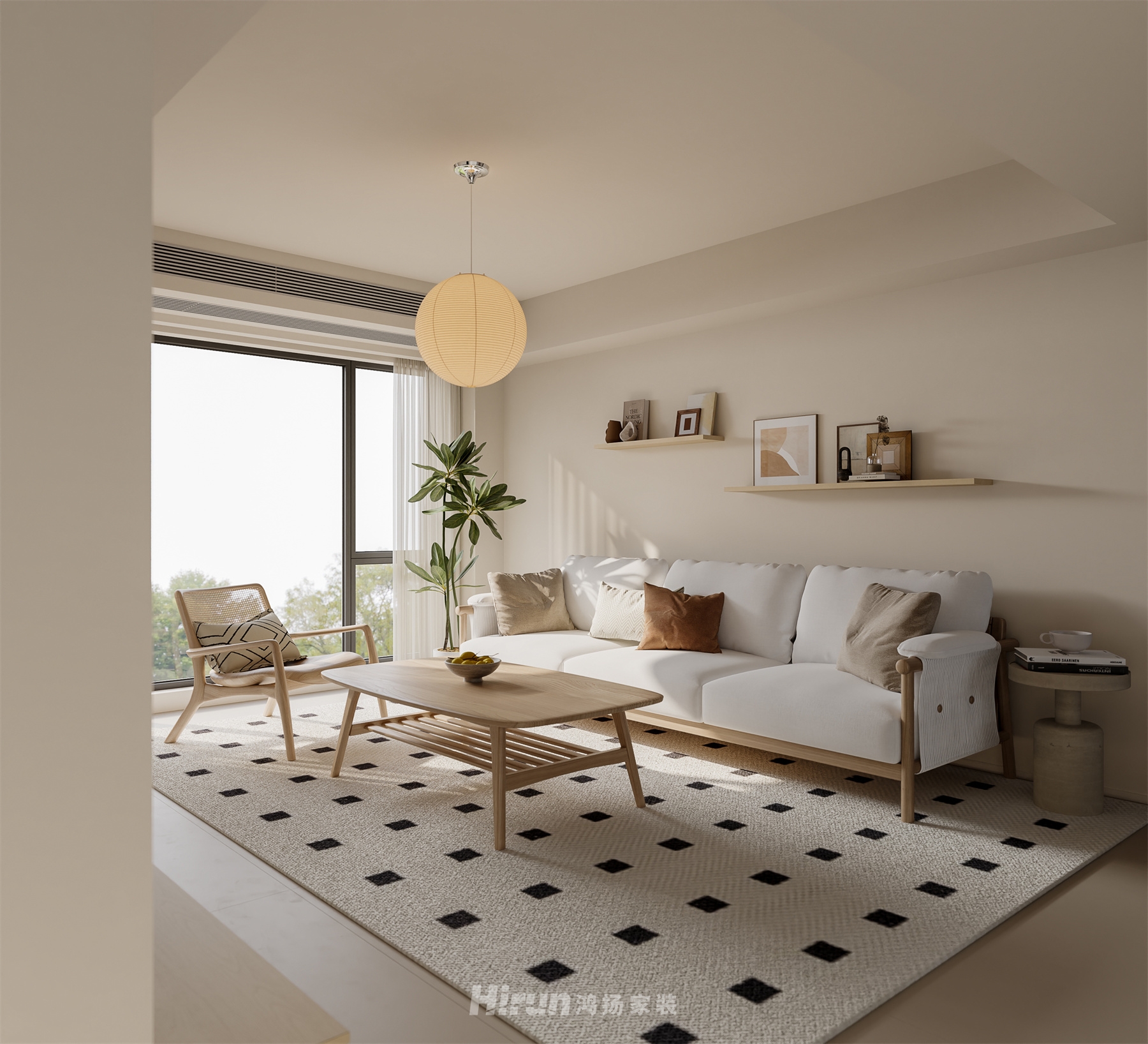 利民學府113㎡北歐之光三居室 裝修案例效果圖-3