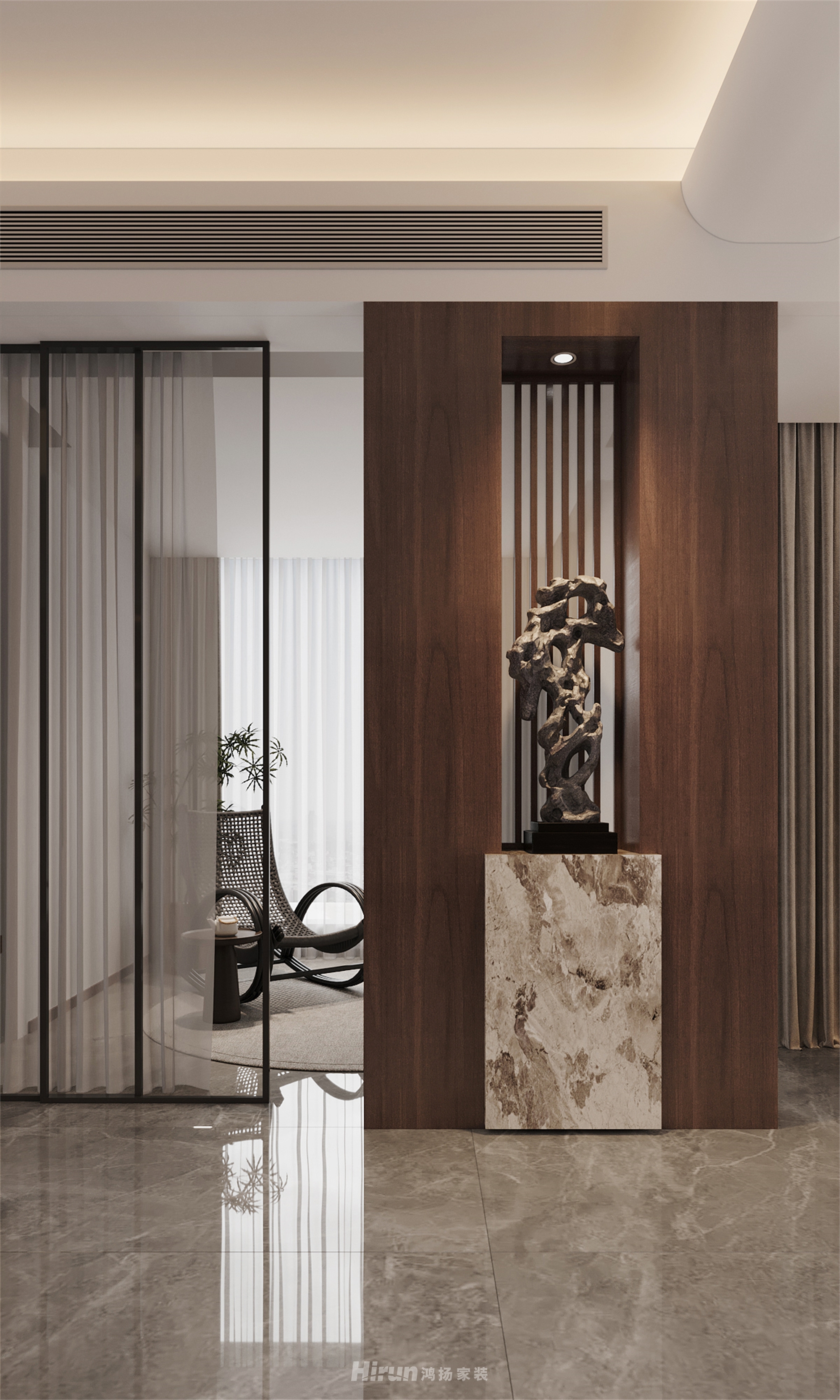 匯景甲三號院180㎡意境東方四居室 裝修案例效果圖-9