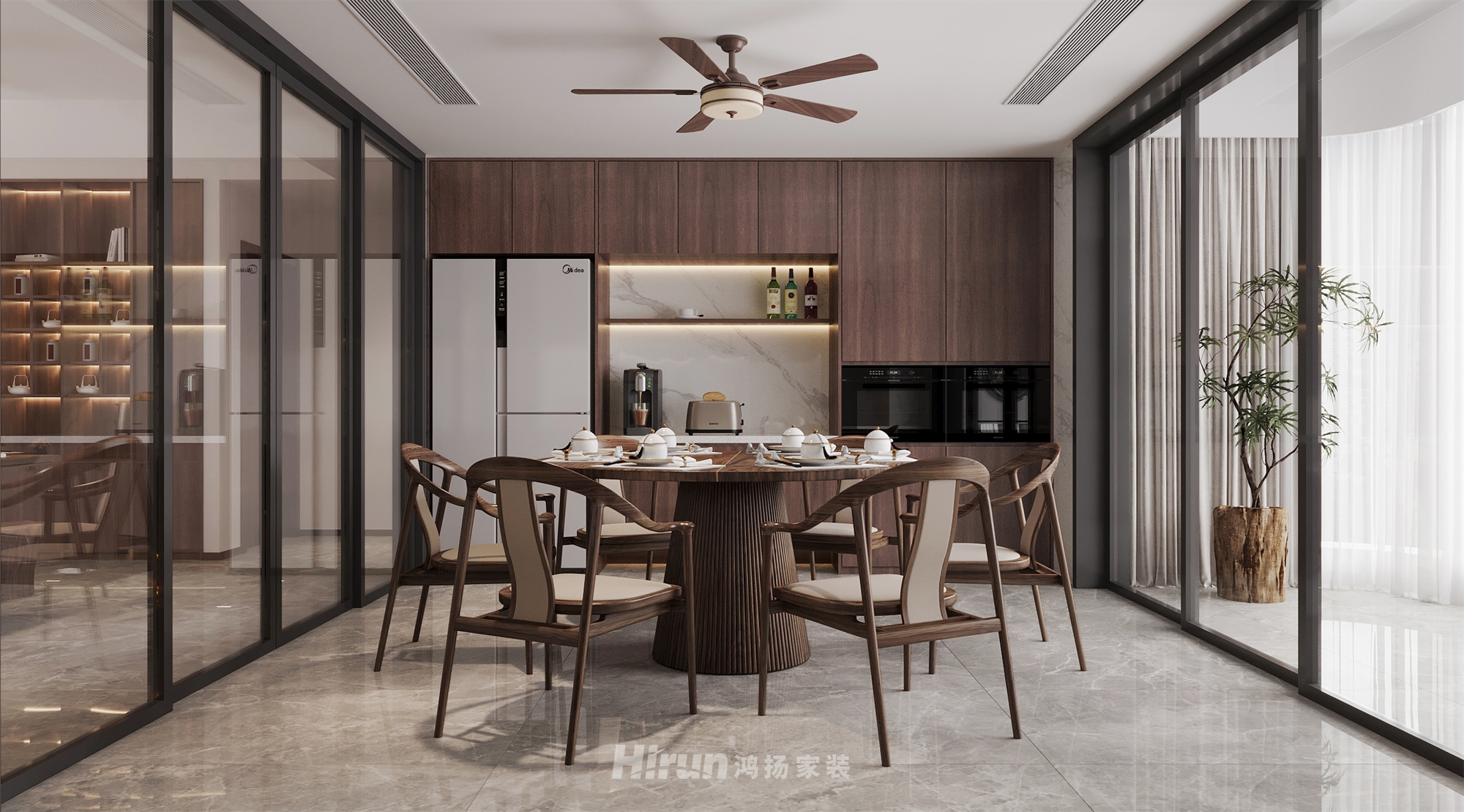 匯景甲三號院180㎡意境東方四居室 裝修案例效果圖-8