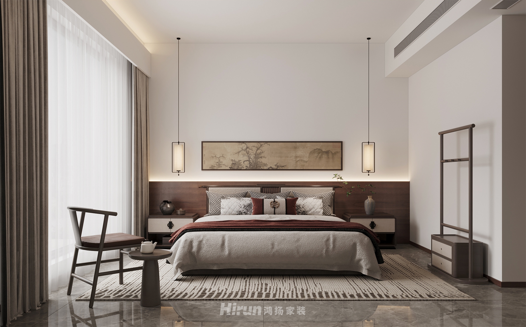 匯景甲三號院180㎡意境東方四居室 裝修案例效果圖-6