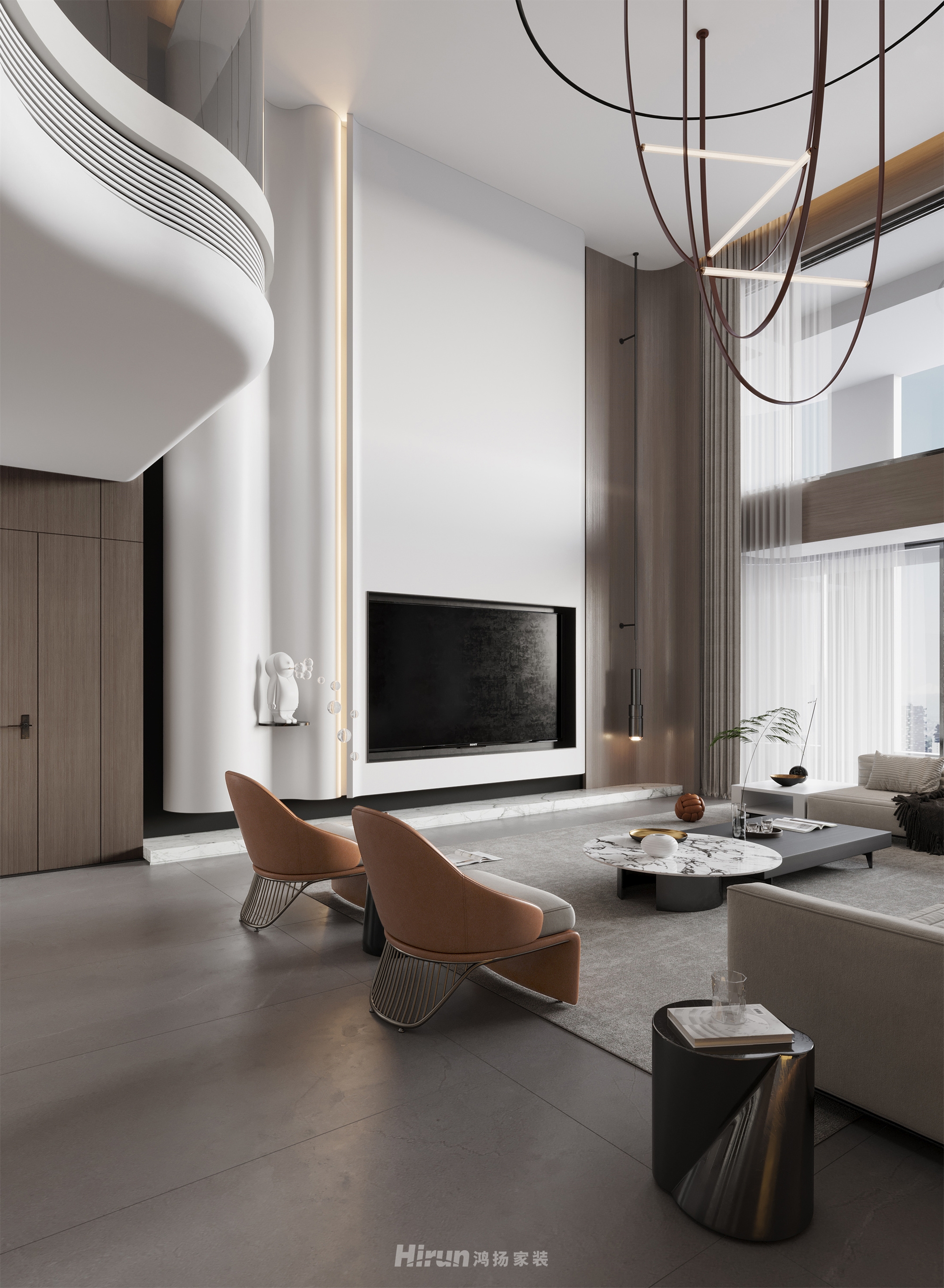 匯景甲三號院500㎡雅致現代復式 裝修案例效果圖-9