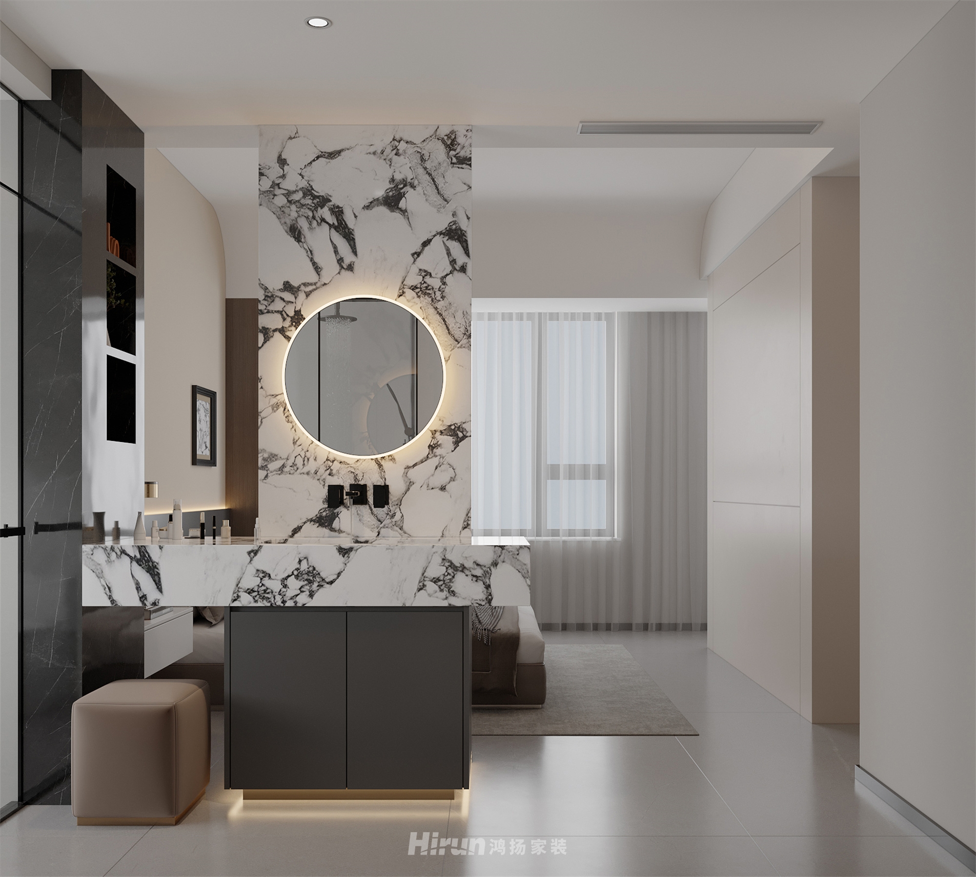 善建人家150㎡雅致現(xiàn)代四居室 裝修案例效果圖-5