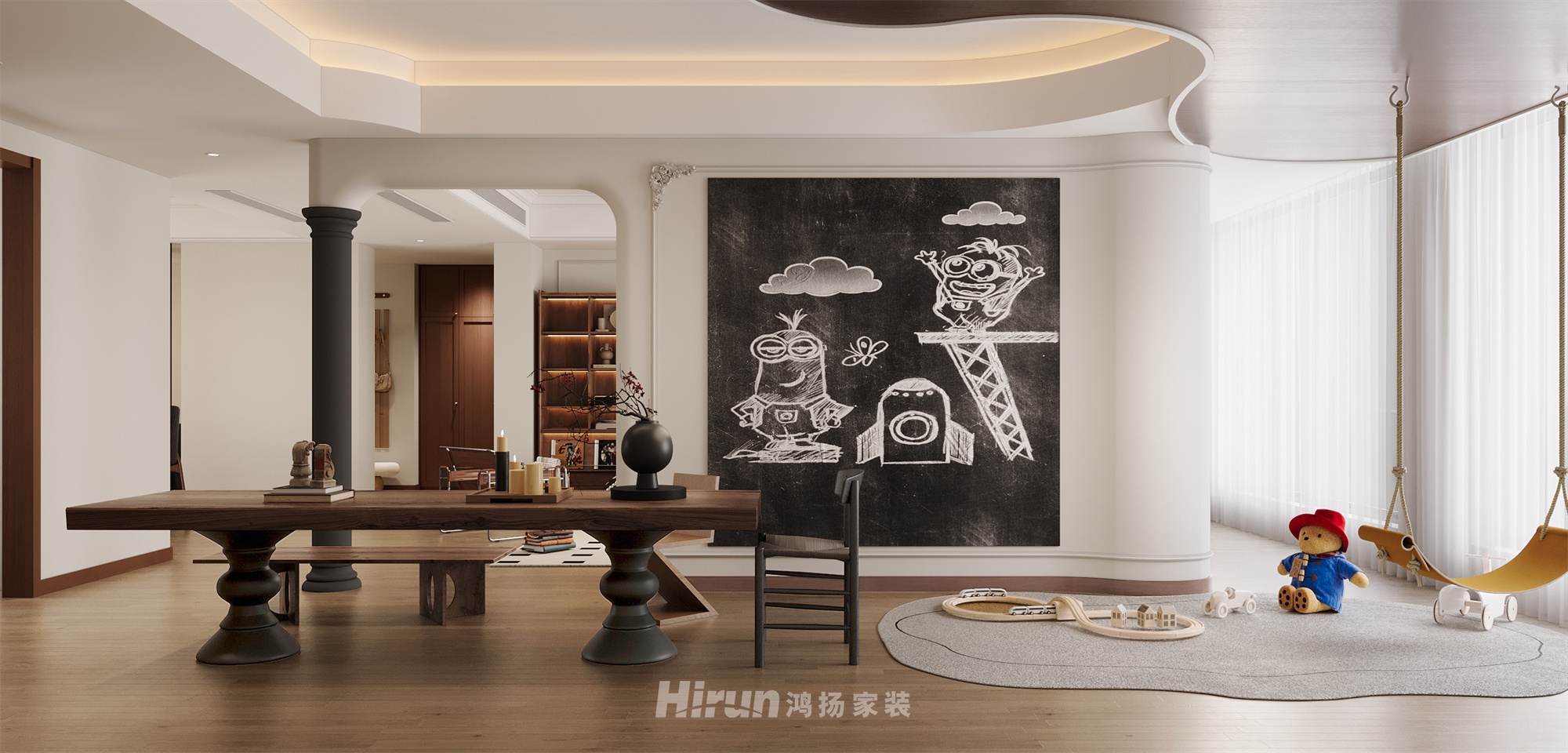 善建人家180㎡復古風潮四居室 裝修案例效果圖-5