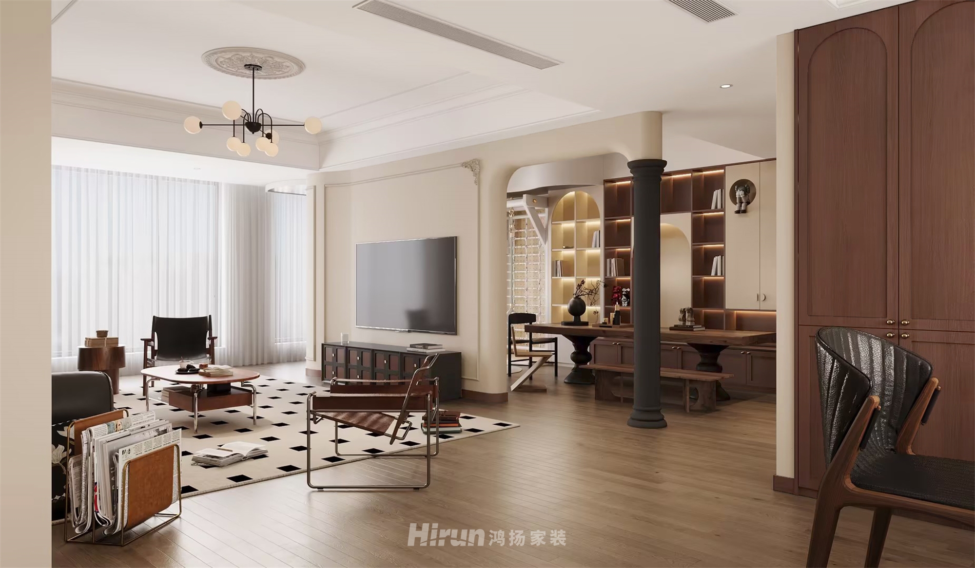 善建人家180㎡復古風潮四居室 裝修案例效果圖-4